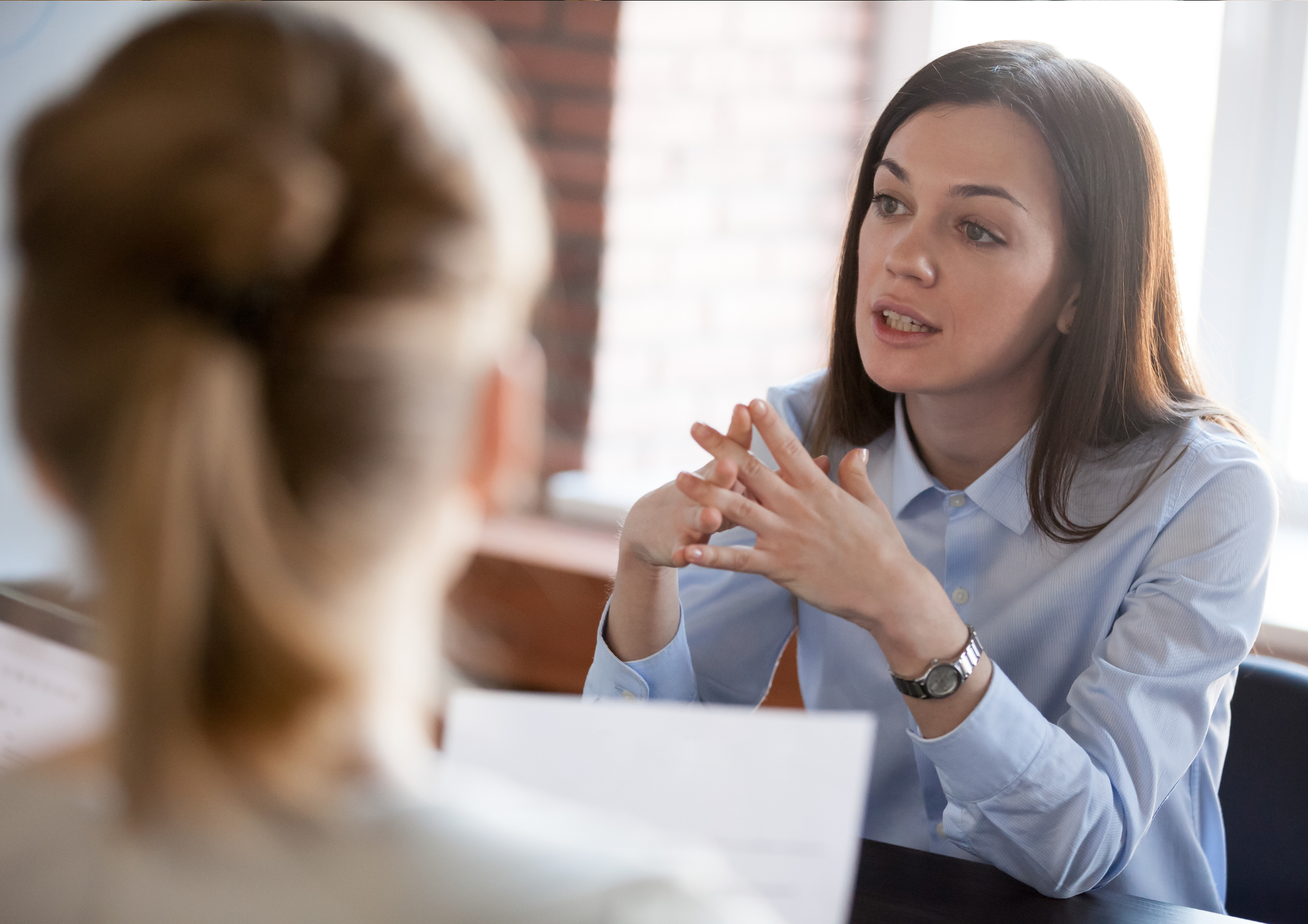 A woman in a blue shirt speaks with clasped hands across a table to another person.​​​​‌﻿‍﻿​‍​‍‌‍﻿﻿‌﻿​‍‌‍‍‌‌‍‌﻿‌‍‍‌‌‍﻿‍​‍​‍​﻿‍‍​‍​‍‌﻿​﻿‌‍​‌‌‍﻿‍‌‍‍‌‌﻿‌​‌﻿‍‌​‍﻿‍‌‍‍‌‌‍﻿﻿​‍​‍​‍﻿​​‍​‍‌‍‍​‌﻿​‍‌‍‌‌‌‍‌‍​‍​‍​﻿‍‍​‍​‍‌‍‍​‌﻿‌​‌﻿‌​‌﻿​​‌﻿​﻿​﻿‍‍​‍﻿﻿​‍﻿﻿‌‍﻿‌‌‍​‌‌‍​﻿‌‍‍﻿‌‍​‌‌﻿‍‌​‍﻿‌‌‍‌﻿‌‍﻿﻿‌‍﻿﻿‌‍‌​‌﻿‌﻿‌‍‍‌‌‍﻿‍​‍﻿‍‌﻿​﻿‌‍​‌‌‍﻿‍‌‍‍‌‌﻿‌​‌﻿‍‌​‍﻿‍‌﻿​﻿‌﻿‌​‌﻿‌‌‌‍‌​‌‍‍‌‌‍﻿﻿​‍﻿﻿‌﻿​﻿‌﻿‌​‌﻿‌‌‌‍‌​‌‍‍‌‌‍﻿﻿​‍﻿﻿‌‍‍‌‌‍﻿‍‌﻿‌​‌‍‌‌‌‍﻿‍‌﻿‌​​‍﻿﻿‌‍‌‌‌‍‌​‌‍‍‌‌﻿‌​​‍﻿﻿‌‍﻿‌‌‍﻿﻿‌‍‌​‌‍‌‌​﻿﻿‌‌﻿​​‌﻿​‍‌‍‌‌‌﻿​﻿‌‍‌‌‌‍﻿‍‌﻿‌​‌‍​‌‌﻿‌​‌‍‍‌‌‍﻿﻿‌‍﻿‍​﻿‍﻿‌‍‍‌‌‍‌​​﻿﻿‌​﻿​​‌‍​‍​﻿​‍​﻿​‌​﻿‍​​﻿‌‍​﻿‍​‌‍‌​​‍﻿‌​﻿​‌​﻿​​‌‍‌‌​﻿​​​‍﻿‌​﻿‌​​﻿‌﻿​﻿‌​​﻿‍‌​‍﻿‌‌‍​‍‌‍‌​‌‍​‍​﻿​‍​‍﻿‌‌‍​‍‌‍‌‌‌‍​‍​﻿‌﻿‌‍‌‍​﻿​‍​﻿‍‌​﻿‌‌‌‍‌​​﻿​‌​﻿​​‌‍​‌​﻿‍﻿‌﻿‌​‌﻿‍‌‌﻿​​‌‍‌‌​﻿﻿‌‌﻿​​‌‍﻿﻿‌﻿​﻿‌﻿‌​​﻿‍﻿‌﻿​​‌‍​‌‌﻿‌​‌‍‍​​﻿﻿‌‌‍‍‌‌‍﻿‌‌‍​‌‌‍‌﻿‌‍‌‌​‍﻿‍‌‍​‌‌‍﻿​‌﻿‌​​﻿﻿﻿‌‍​‍‌‍​‌‌﻿​﻿‌‍‌‌‌‌‌‌‌﻿​‍‌‍﻿​​﻿﻿‌‌‍‍​‌﻿‌​‌﻿‌​‌﻿​​‌﻿​﻿​‍‌‌​﻿​﻿‌​​‌​‍‌‌​﻿​‍‌​‌‍​‍‌‌​﻿​‍‌​‌‍‌‍﻿‌‌‍​‌‌‍​﻿‌‍‍﻿‌‍​‌‌﻿‍‌​‍﻿‌‌‍‌﻿‌‍﻿﻿‌‍﻿﻿‌‍‌​‌﻿‌﻿‌‍‍‌‌‍﻿‍​‍﻿‍‌﻿​﻿‌‍​‌‌‍﻿‍‌‍‍‌‌﻿‌​‌﻿‍‌​‍﻿‍‌﻿​﻿‌﻿‌​‌﻿‌‌‌‍‌​‌‍‍‌‌‍﻿﻿​‍‌‌​﻿​‍‌​‌‍‌﻿​﻿‌﻿‌​‌﻿‌‌‌‍‌​‌‍‍‌‌‍﻿﻿​‍‌‍‌‍‍‌‌‍‌​​﻿﻿‌​﻿​​‌‍​‍​﻿​‍​﻿​‌​﻿‍​​﻿‌‍​﻿‍​‌‍‌​​‍﻿‌​﻿​‌​﻿​​‌‍‌‌​﻿​​​‍﻿‌​﻿‌​​﻿‌﻿​﻿‌​​﻿‍‌​‍﻿‌‌‍​‍‌‍‌​‌‍​‍​﻿​‍​‍﻿‌‌‍​‍‌‍‌‌‌‍​‍​﻿‌﻿‌‍‌‍​﻿​‍​﻿‍‌​﻿‌‌‌‍‌​​﻿​‌​﻿​​‌‍​‌​‍‌‍‌﻿‌​‌﻿‍‌‌﻿​​‌‍‌‌​﻿﻿‌‌﻿​​‌‍﻿﻿‌﻿​﻿‌﻿‌​​‍‌‍‌﻿​​‌‍​‌‌﻿‌​‌‍‍​​﻿﻿‌‌‍‍‌‌‍﻿‌‌‍​‌‌‍‌﻿‌‍‌‌​‍﻿‍‌‍​‌‌‍﻿​‌﻿‌​​‍‌‍‌﻿​​‌‍‌‌‌﻿​‍‌﻿​﻿‌﻿​​‌‍‌‌‌‍​﻿‌﻿‌​‌‍‍‌‌﻿‌‍‌‍‌‌​﻿﻿‌‌﻿​​‌﻿‌‌‌‍​‍‌‍﻿​‌‍‍‌‌﻿​﻿‌‍‍​‌‍‌‌‌‍‌​​‍​‍‌﻿﻿‌