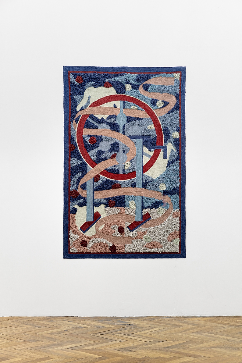 Tarot (Wheel of fortune), Silicone on fabric, 190 x 121 x 1 cm, 2024, Throw of the dice @Galerie Sperling Munich, curated by Magdalena Wisniowska, Foto by Sebastian Kissel