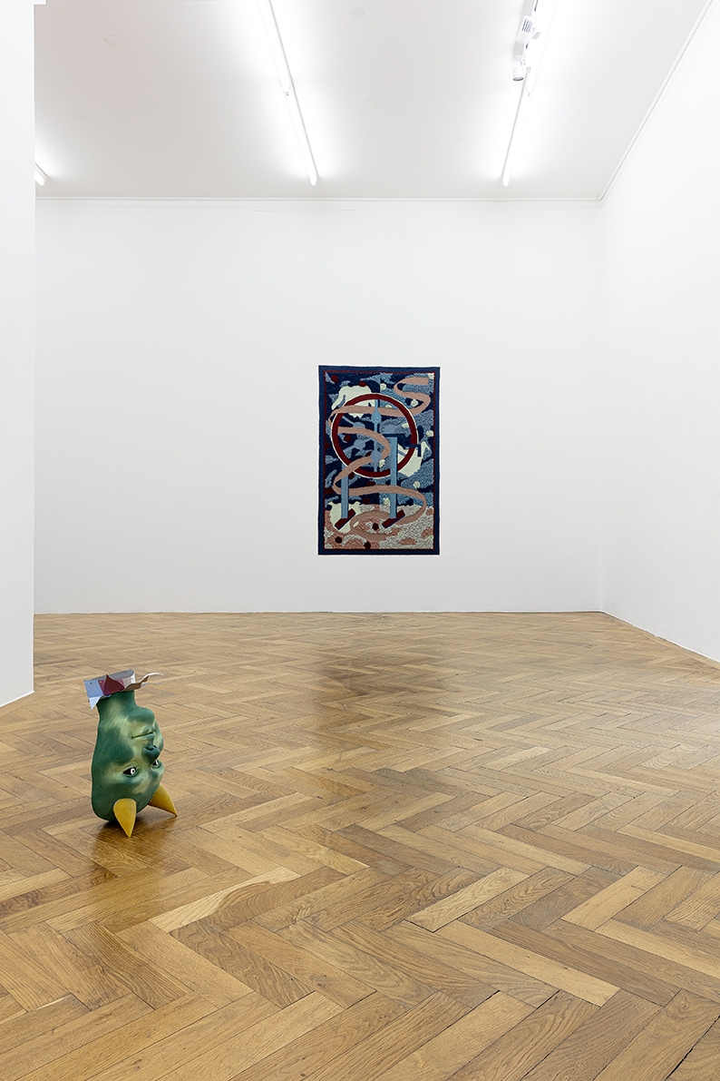 Tarot (Wheel of fortune), Installationview, Silicone on fabric, 190 x 121 x 1 cm, 2024, Throw of the dice @Galerie Sperling Munich, curated by Magdalena Wisniowska, Foto by Sebastian Kissel