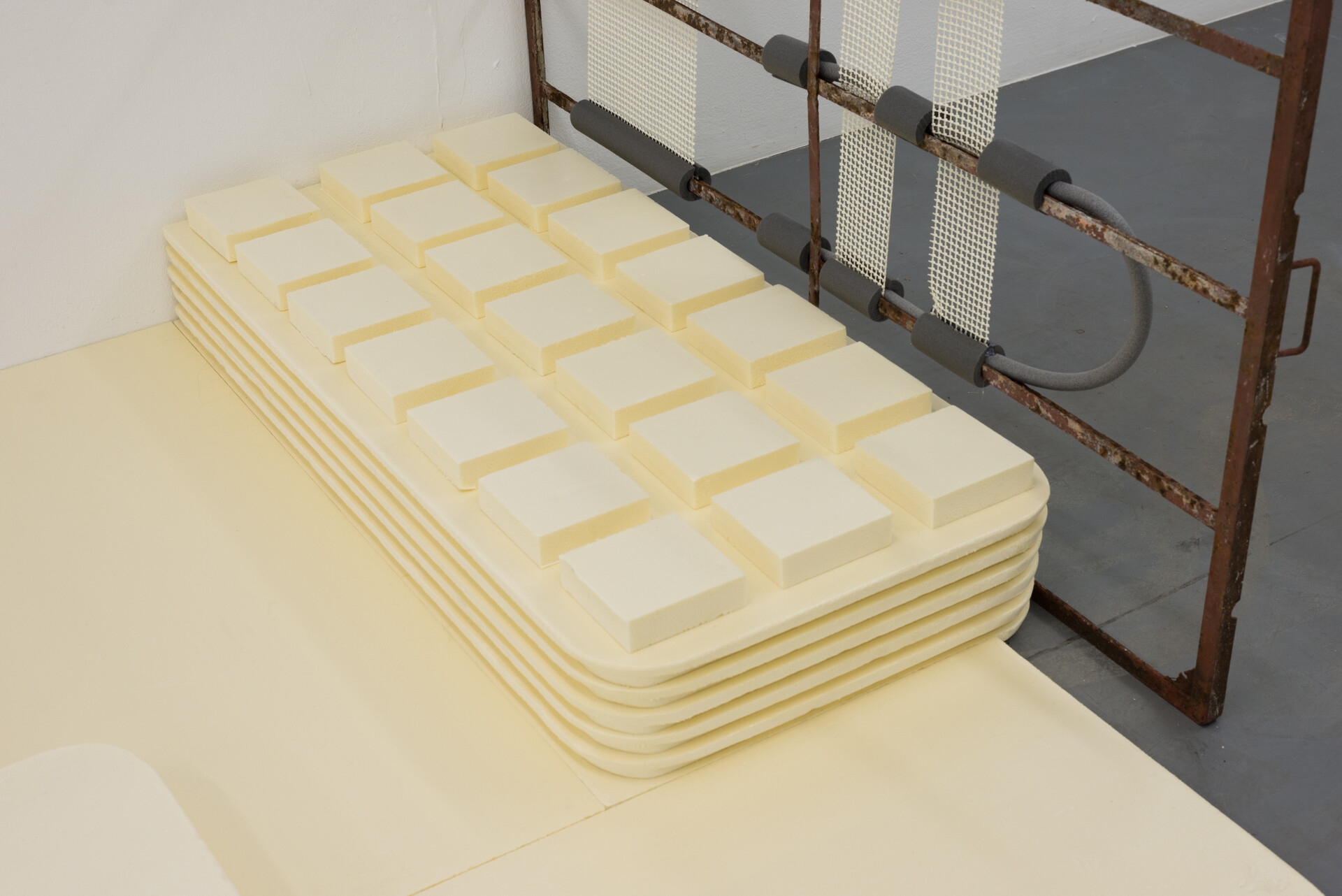 Ziege (Boxsack), Series of 5 objects, 58×21×21cm, 2018, Strap, Foam, Plastic, Rubber