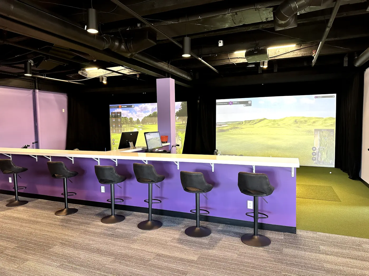 Ae Game Golf indoor simulator bays in Needham.