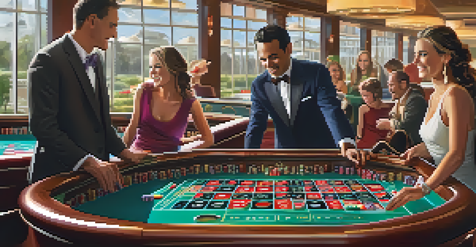 A casino staff member assisting guests at a roulette table, capturing the excitement of the gaming environment.