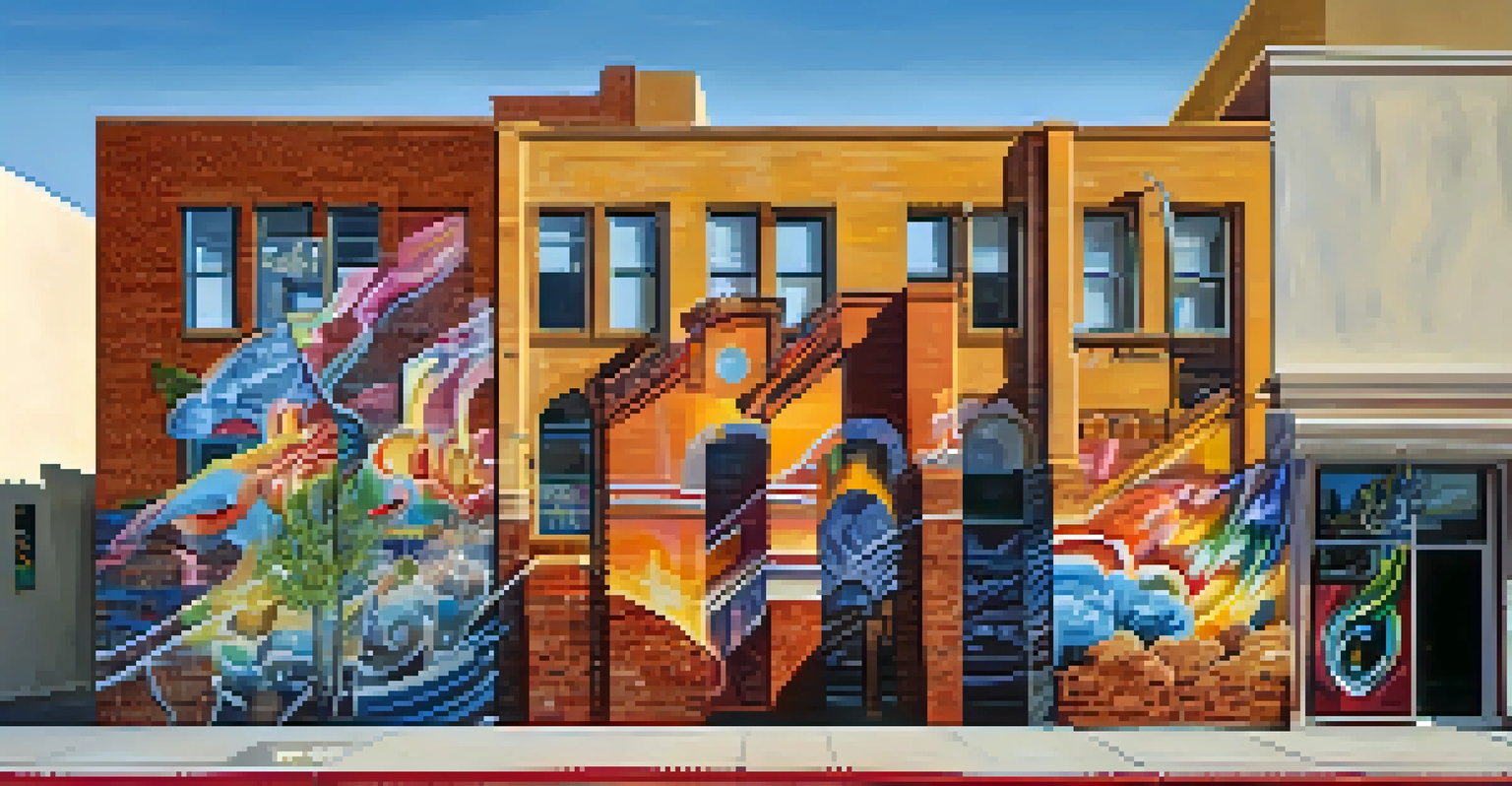 A vibrant mural in the Downtown Arts District of Las Vegas with local art and street life.