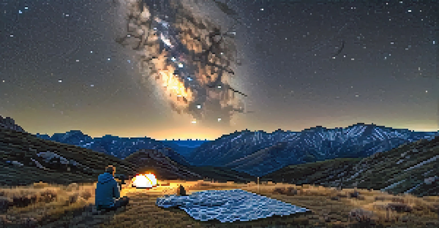 A cozy stargazing setup in the Ruby Mountains with a telescope and a blanket under a sky full of stars.