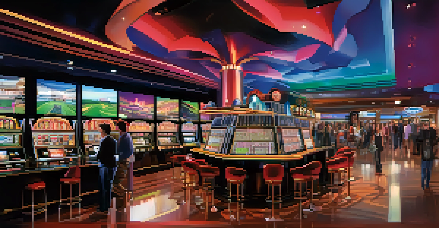 A modern Nevada casino interior displaying advanced technology, including surveillance systems and patrons playing virtual reality games.