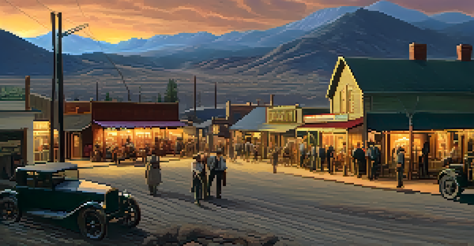 A historic mining town in Nevada during the gold rush, bustling with activity and showcasing period architecture.