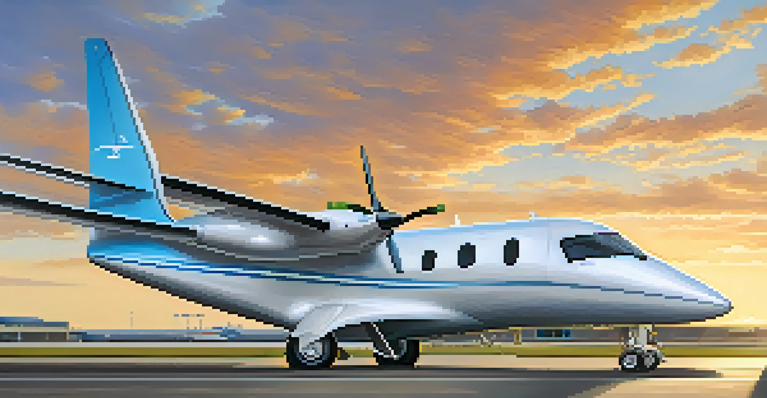 Close-up of a sleek electric aircraft on the tarmac with ground crew preparing under a sunny sky.