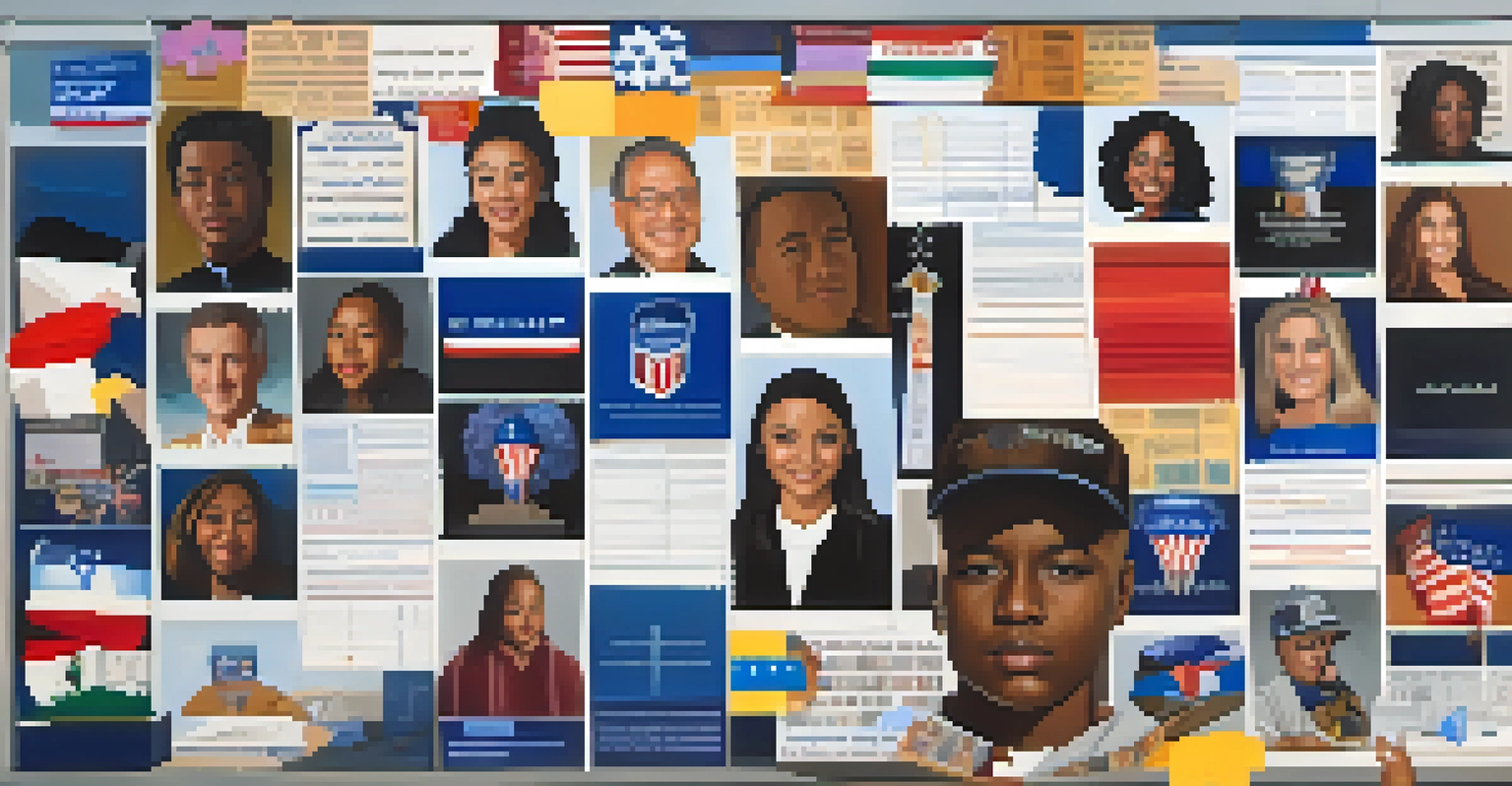 An artistic collage representing Nevada's diverse electorate with ballots, voter forms, and cultural symbols in a vibrant color scheme.