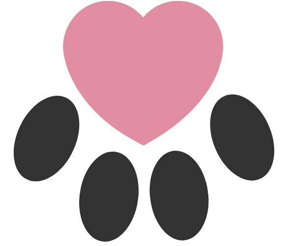 a pink paw with the shape of a heart