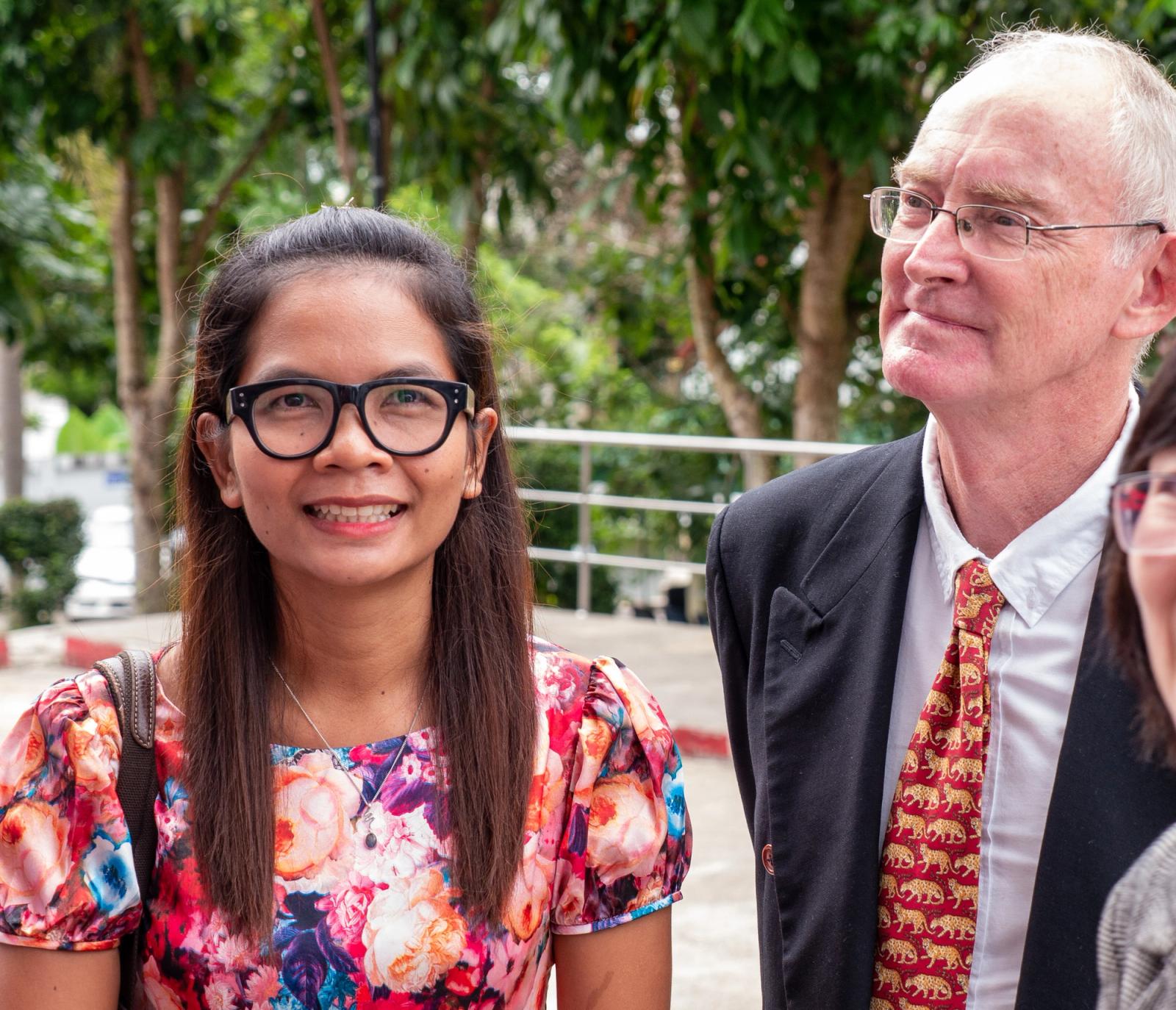 Chutima with Alan Morison outside the Phuket court after their acquittal in September 2015 (Photo: Jonathan Head).