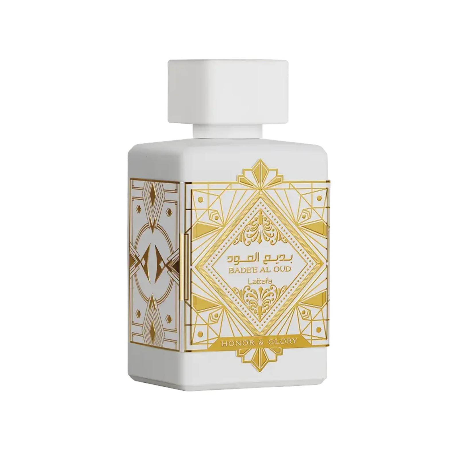 Lattafa Badee Al Oud White bottle