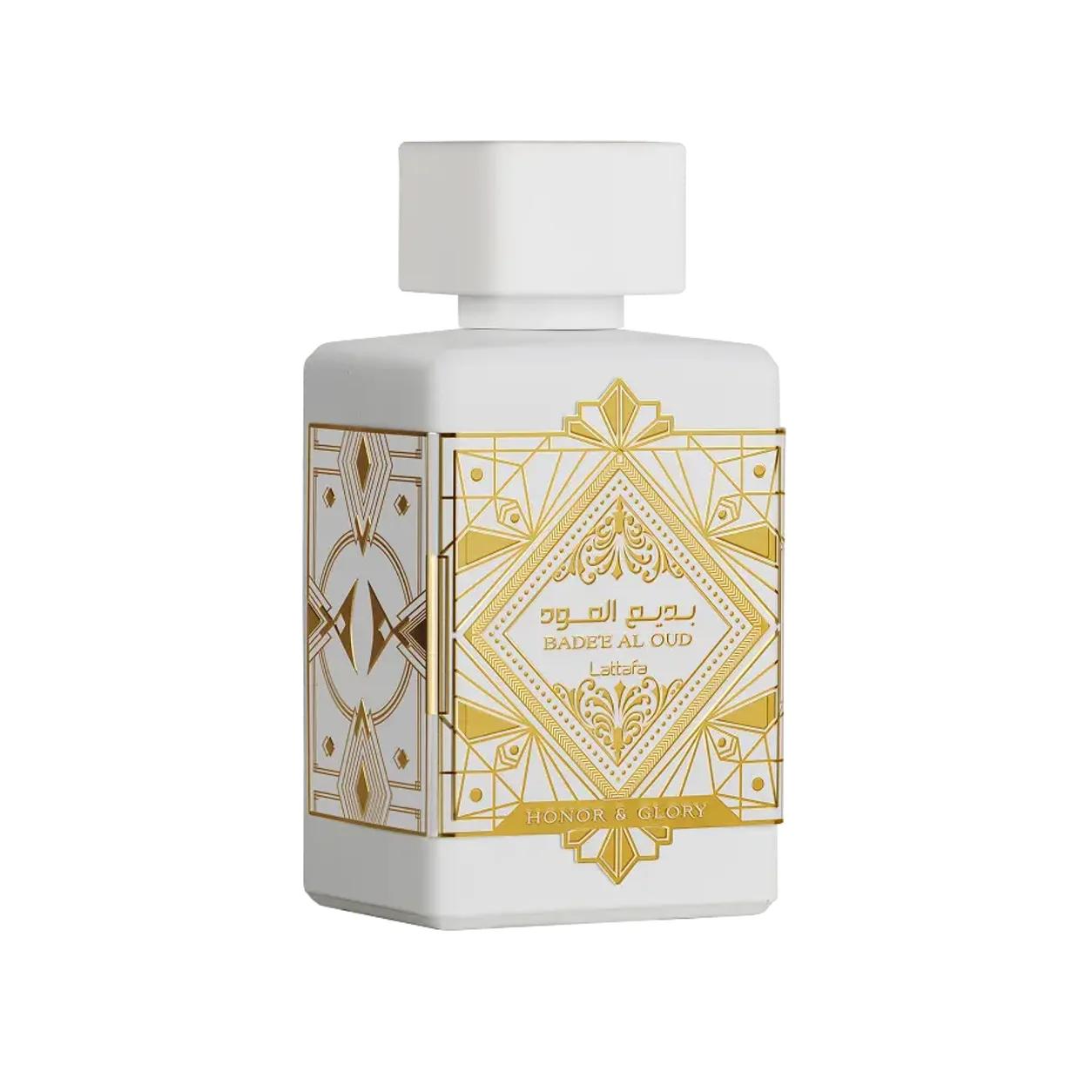Lattafa Badee Al Oud White bottle