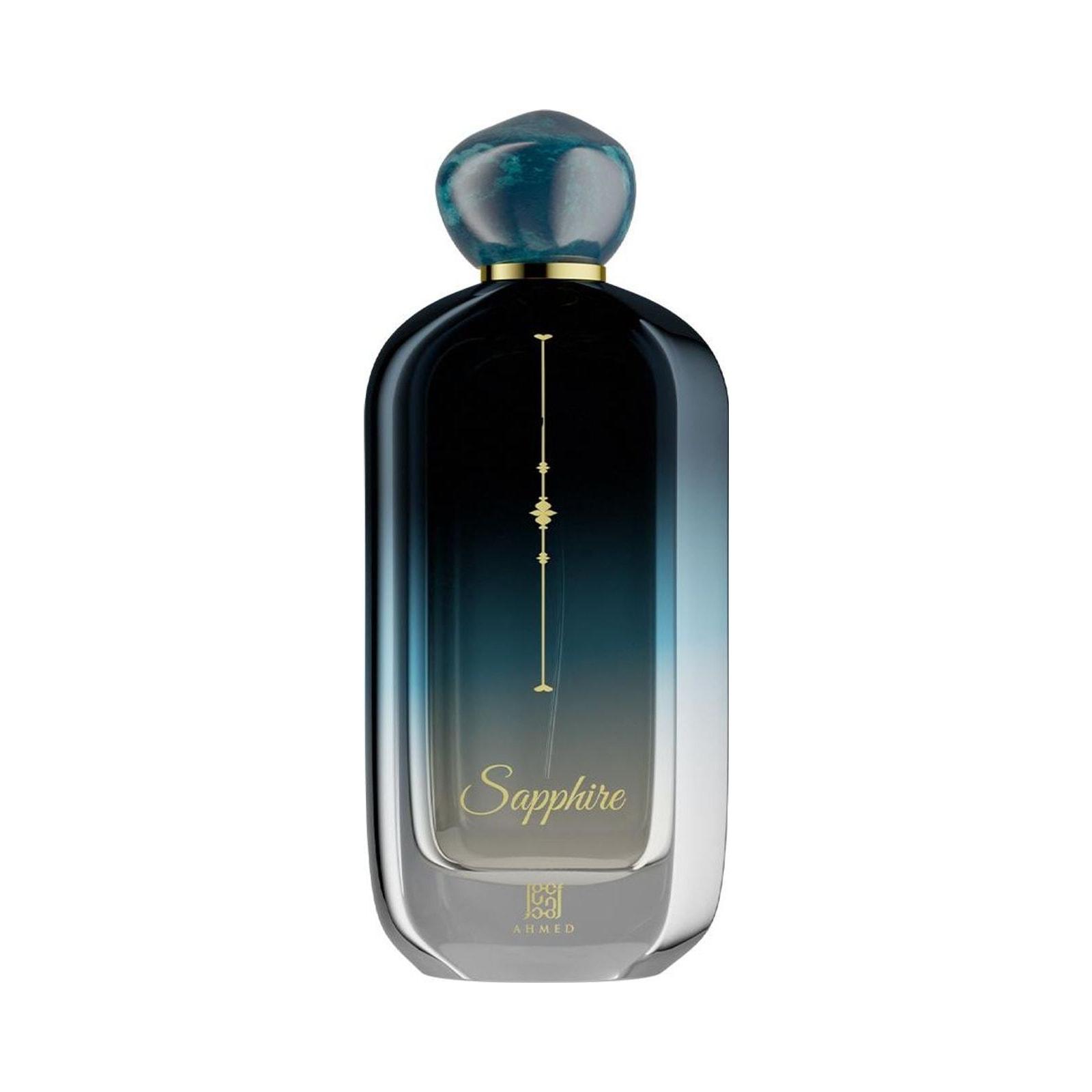 Ahmed Al Maghribi Sapphire 100ml perfume bottle on white