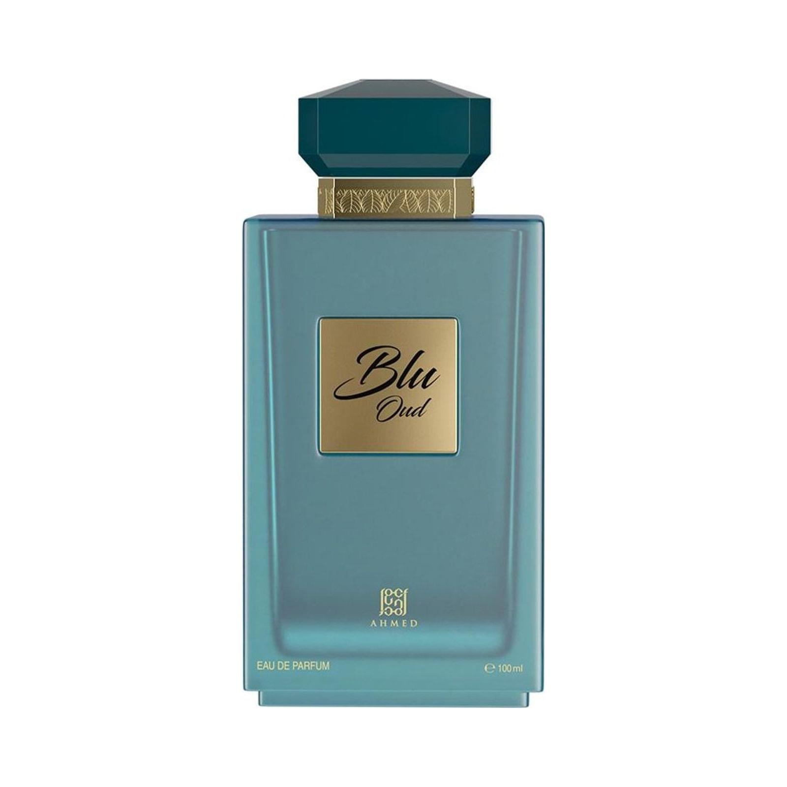 Ahmed Al Maghribi Blu Oud 100ml perfume bottle on white