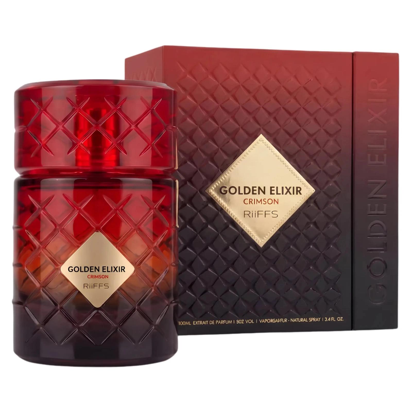 Riiffs Golden Elixir Crimson 100ML perfume bottle and box