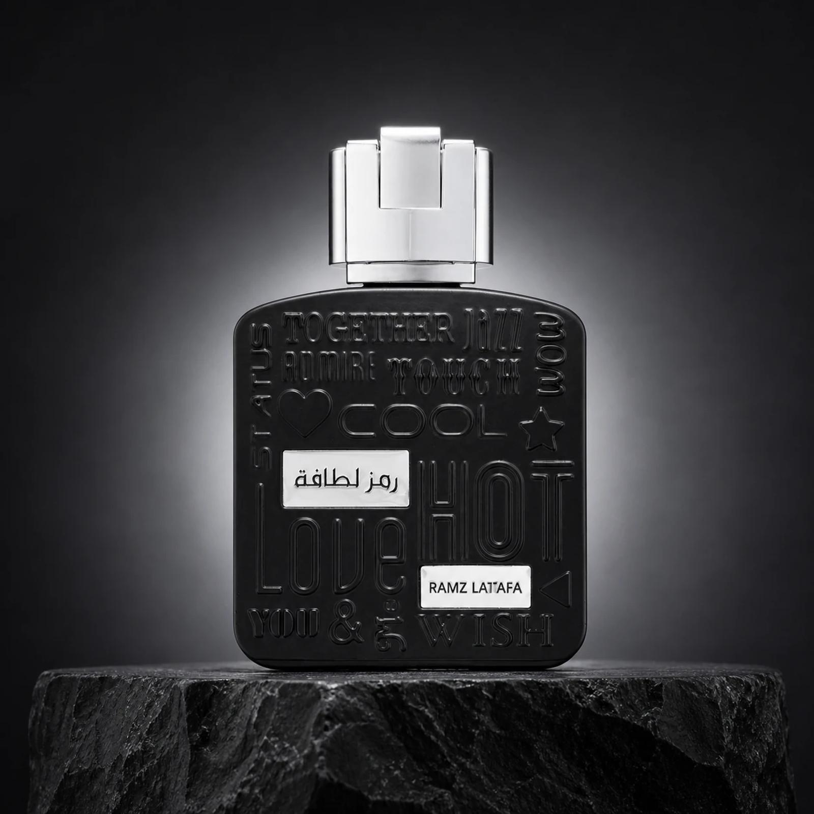 Lattafa Ramz Silver perfume bottle