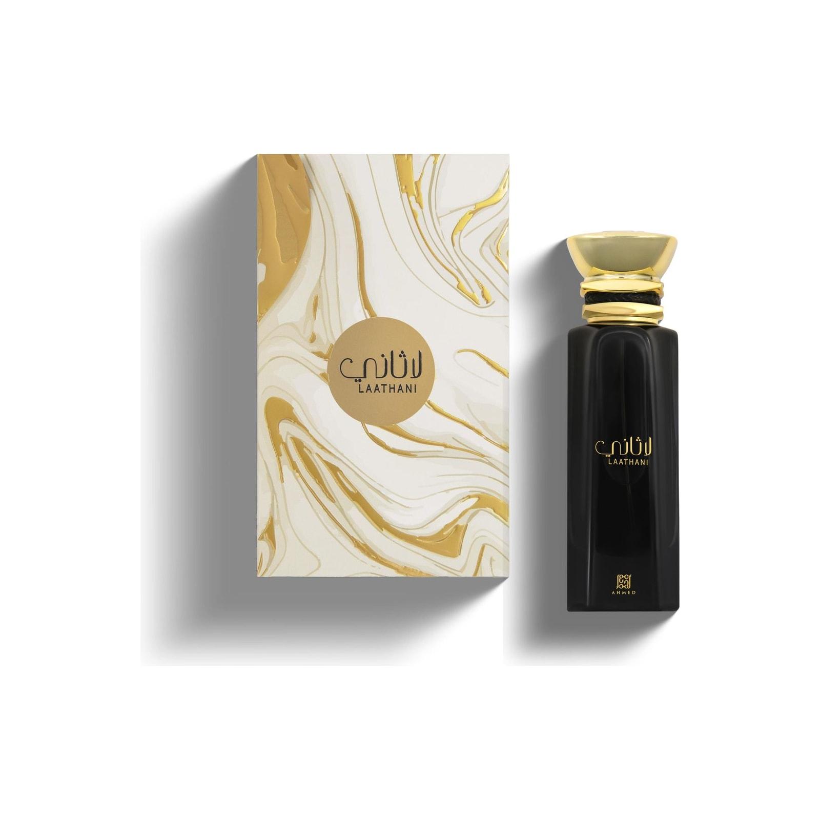 Ahmed Al Maghribi Laathani 80ml perfume bottle shown with its sealed retail case