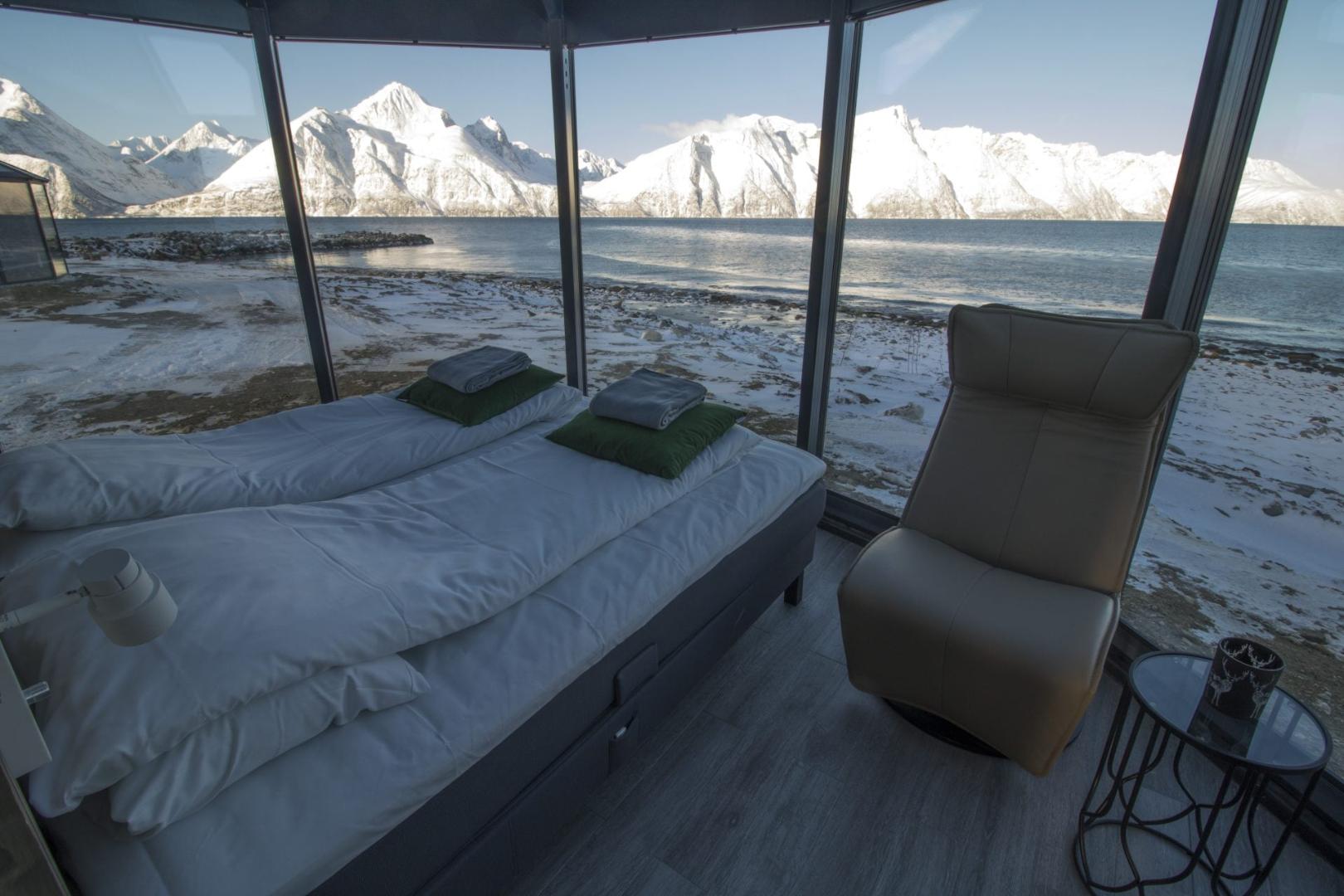 View from inside the 180º glass igloos at Lyngen North
