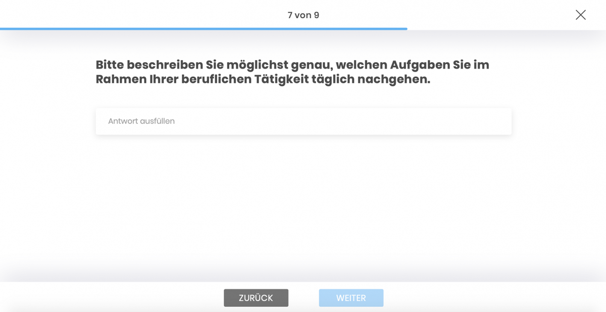 Open question in a questionnaire of an online survey