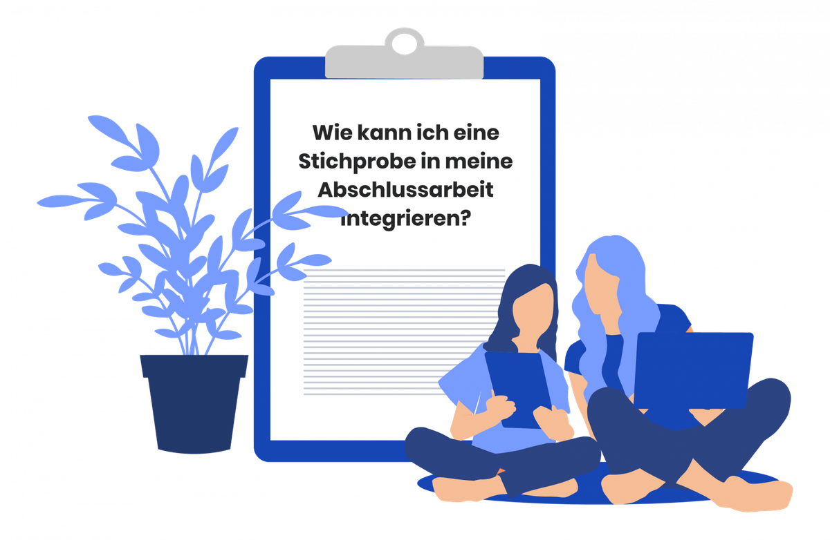 Schematische Darstellung, wie man die Stichprobe in die wissenschaftliche Arbeit und Gliederung einbaut.