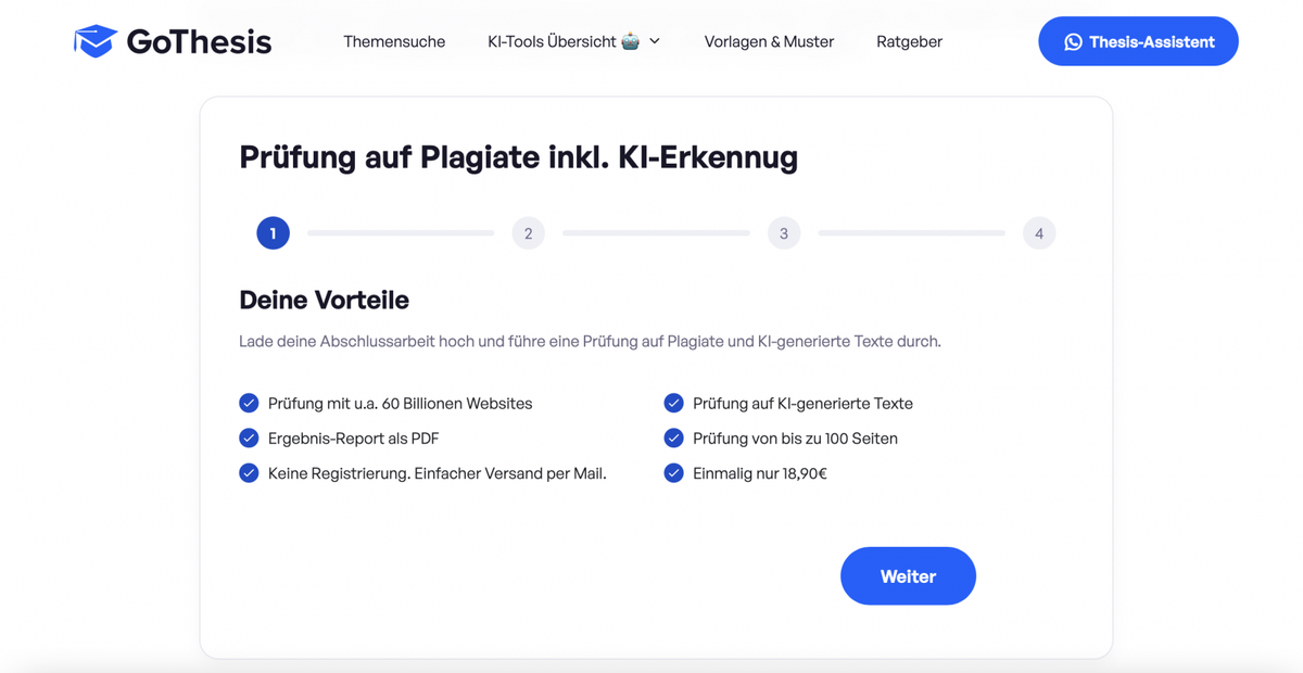Ki-Check für Bachelorarbeit bei GoThesis