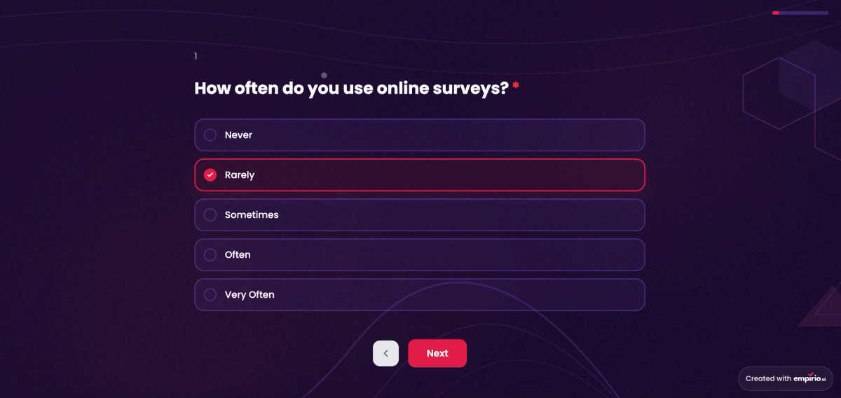 Single-choice question in an online survey where only one answer can be selected