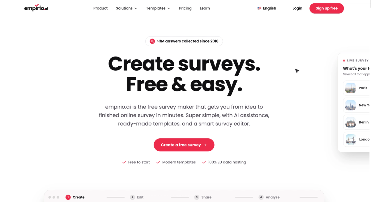 The empirio.ai survey tool in a screenshot: the interface at a glance