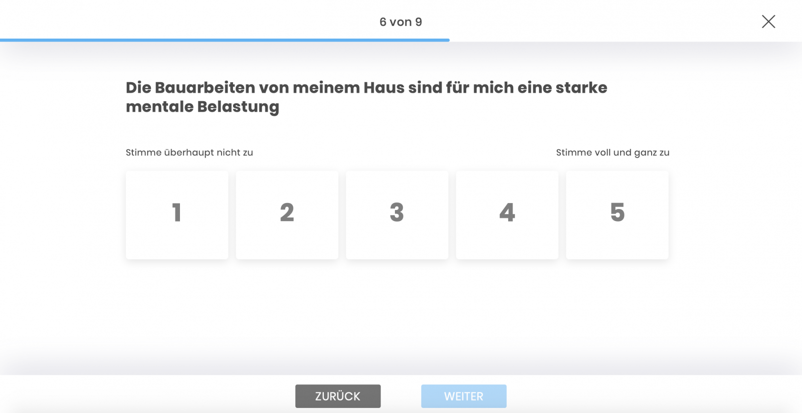 Ratingskala in einem Fragebogen einer Online-Umfrage