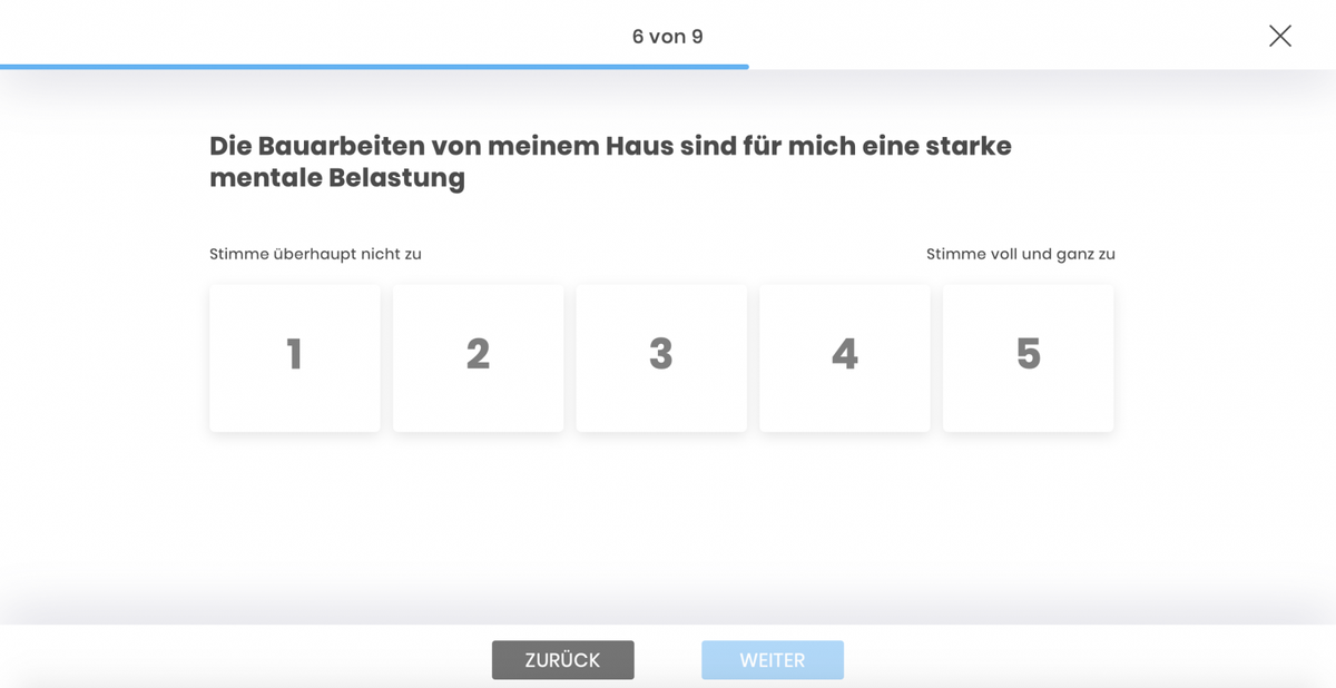 Rating scale in a questionnaire of an online survey