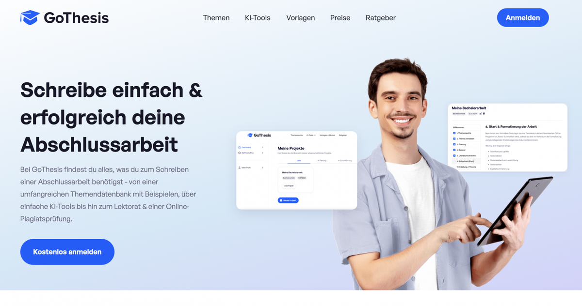 GoThesis homepage: The platform for theses