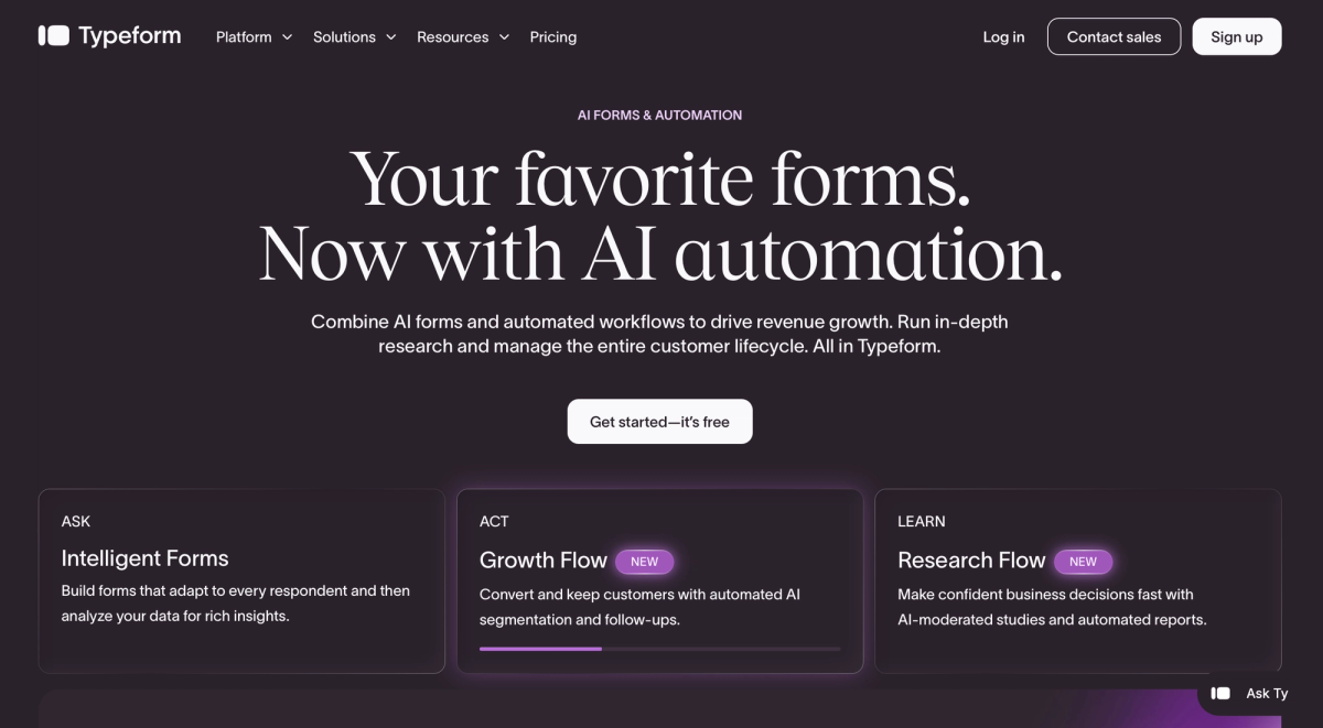 Screenshot of the Typeform interface