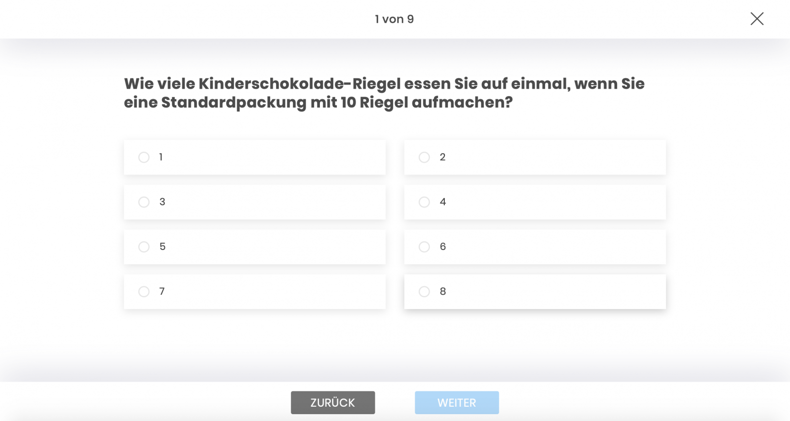 The absolute scale in a questionnaire of an online survey