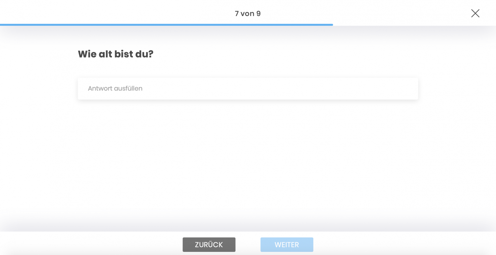 Demographic question in a questionnaire of an online survey