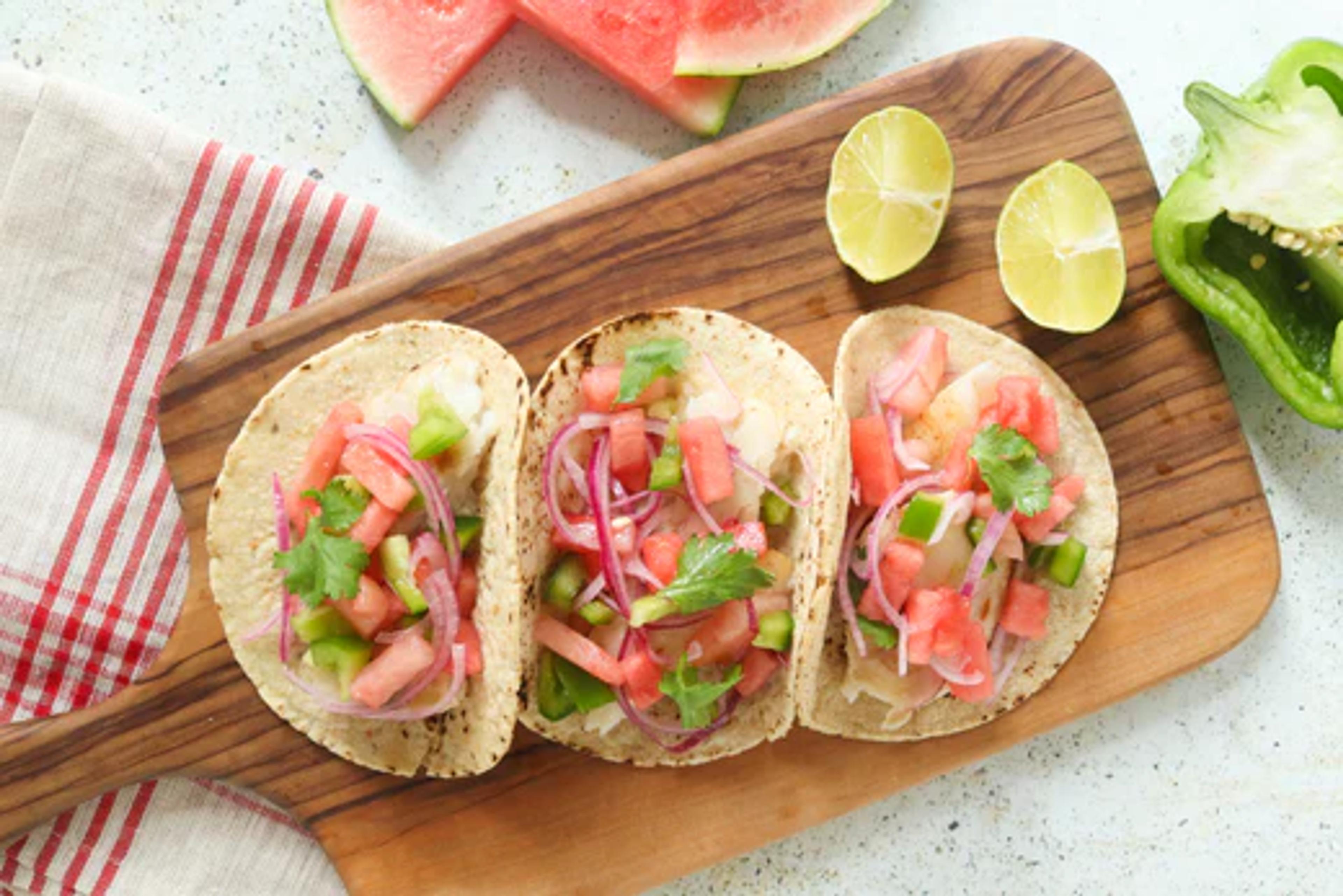 Cod Tacos with Watermelon Salsa