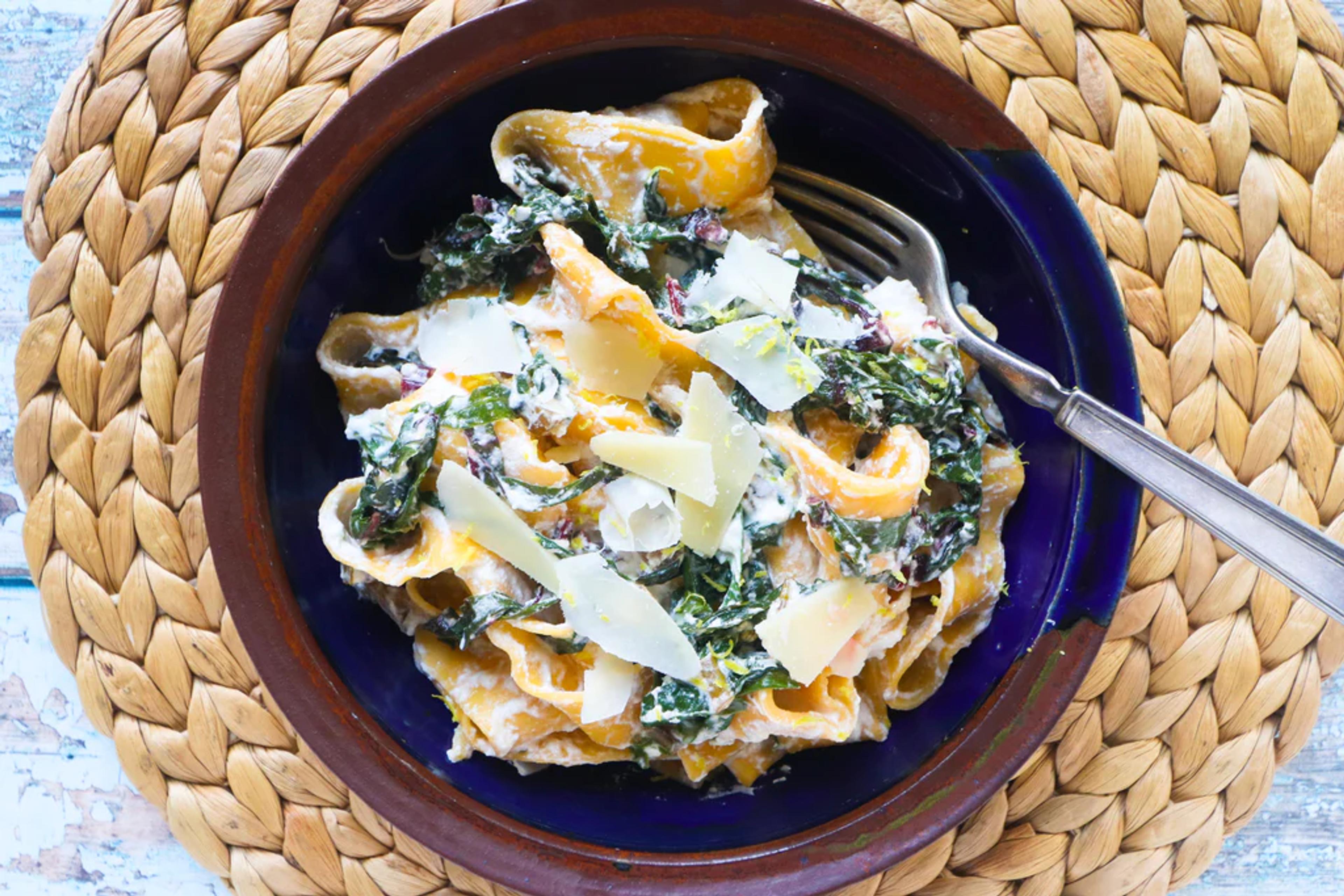 Lemon Ricotta Pappardelle with Chard