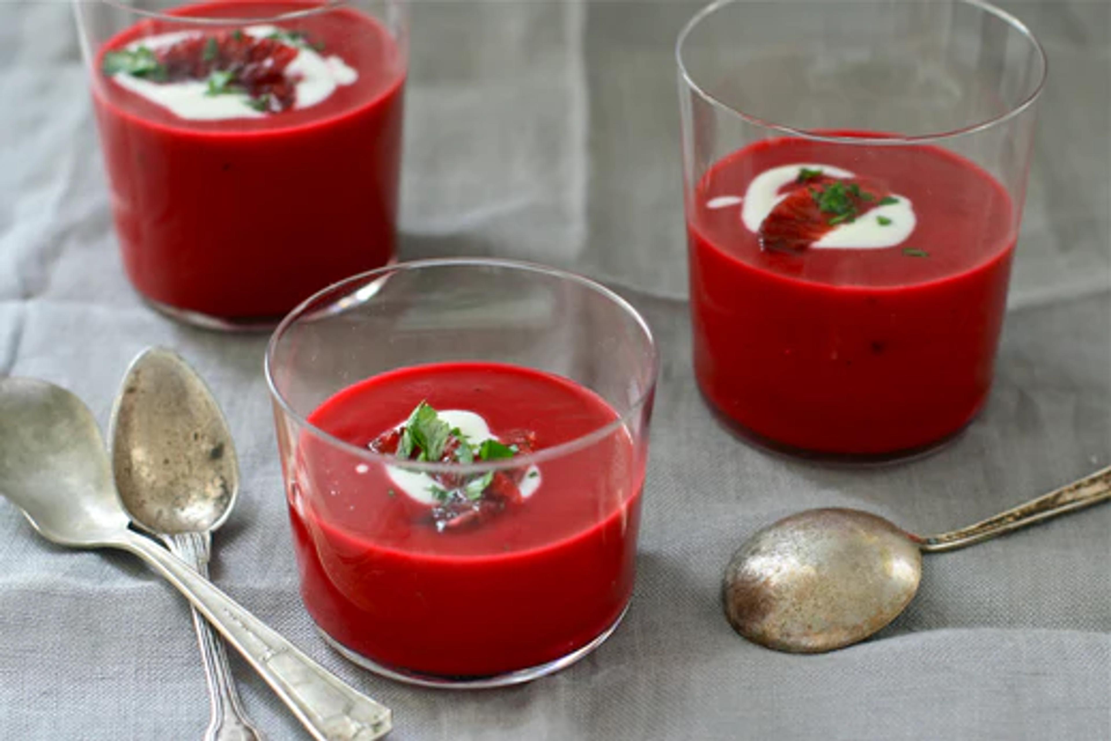Chilled Beet Soup with Yogurt and Grapefruit