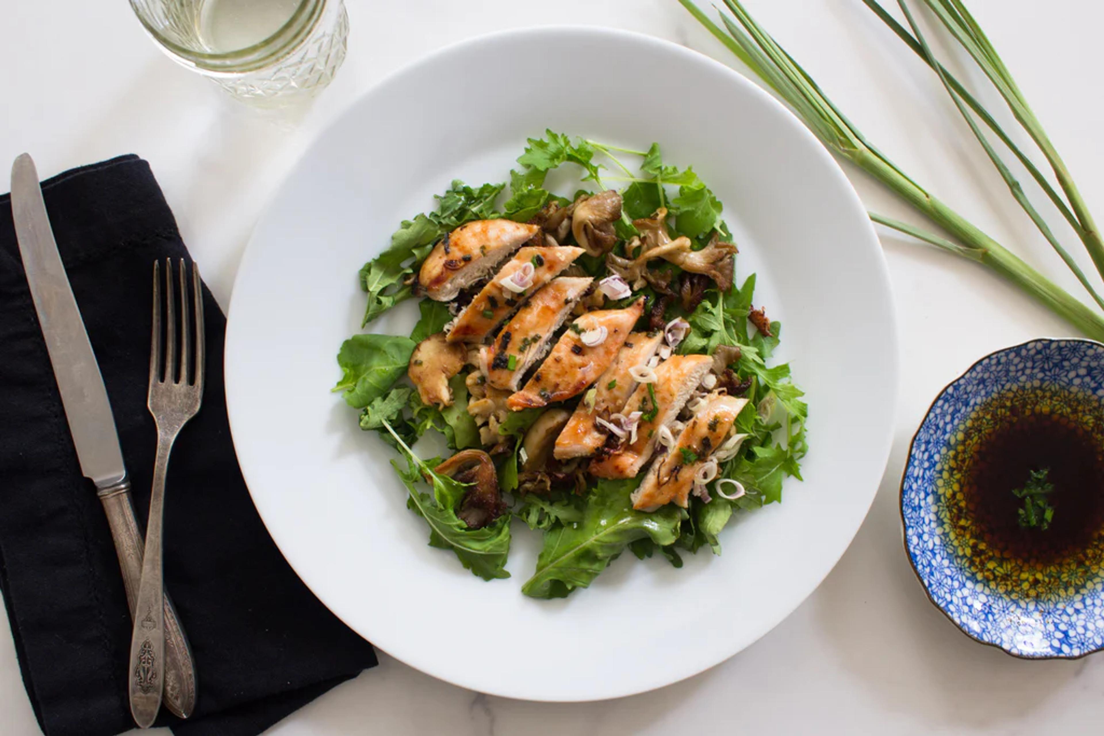 Lemongrass Chicken with Oyster Mushrooms and Garlic