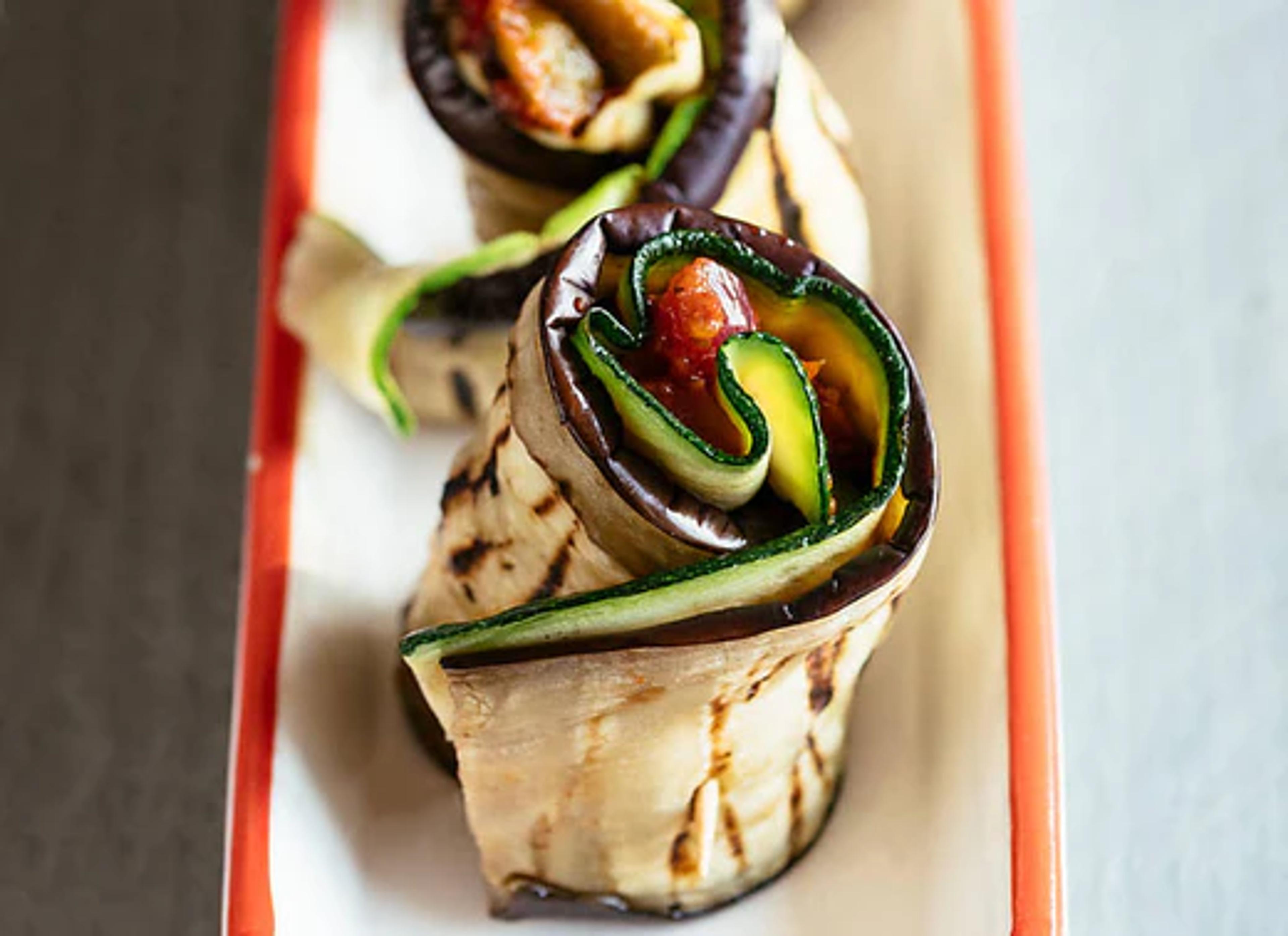 Eggplant Zucchini Roll Ups