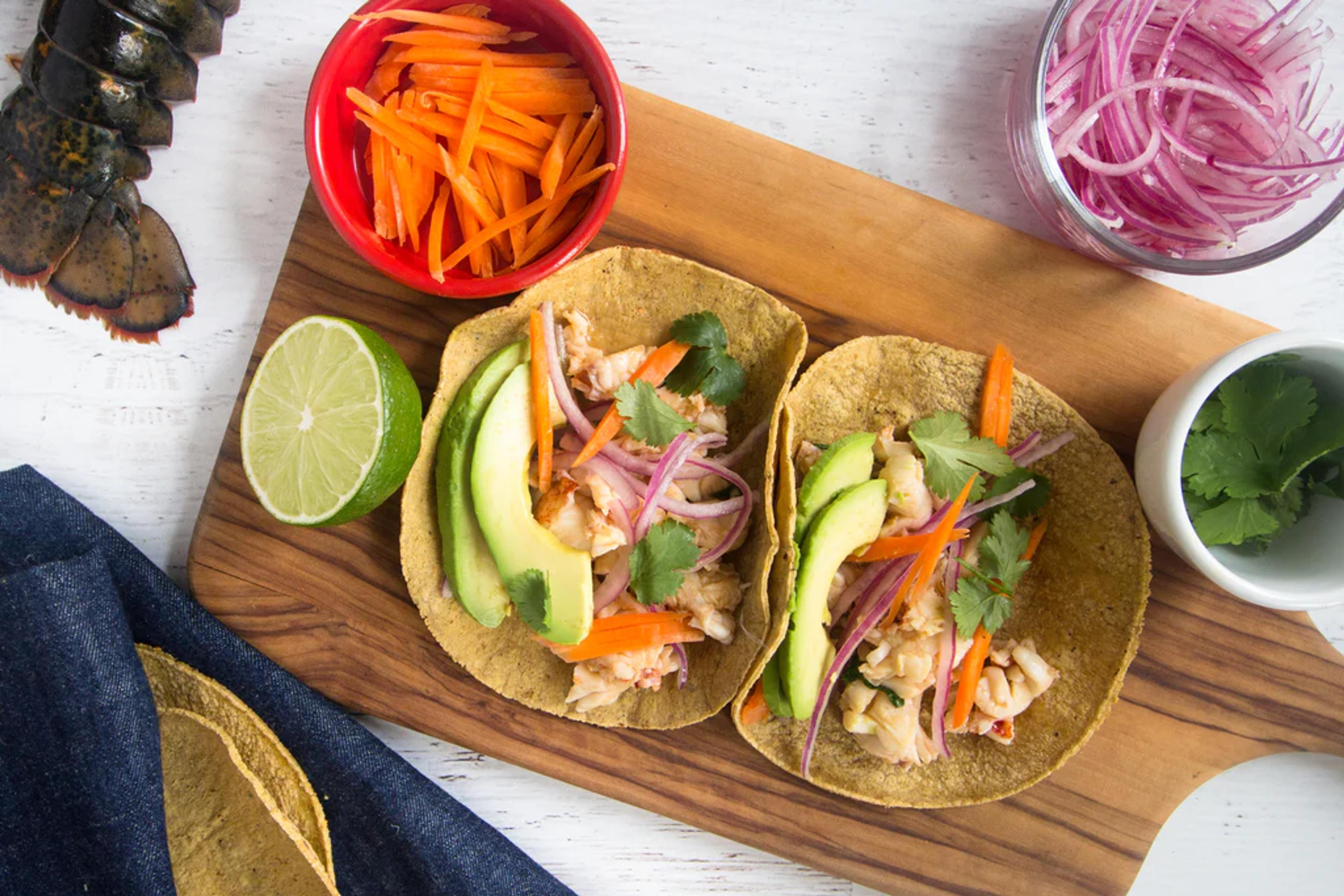 Lobster Tacos with Pickled Onion
