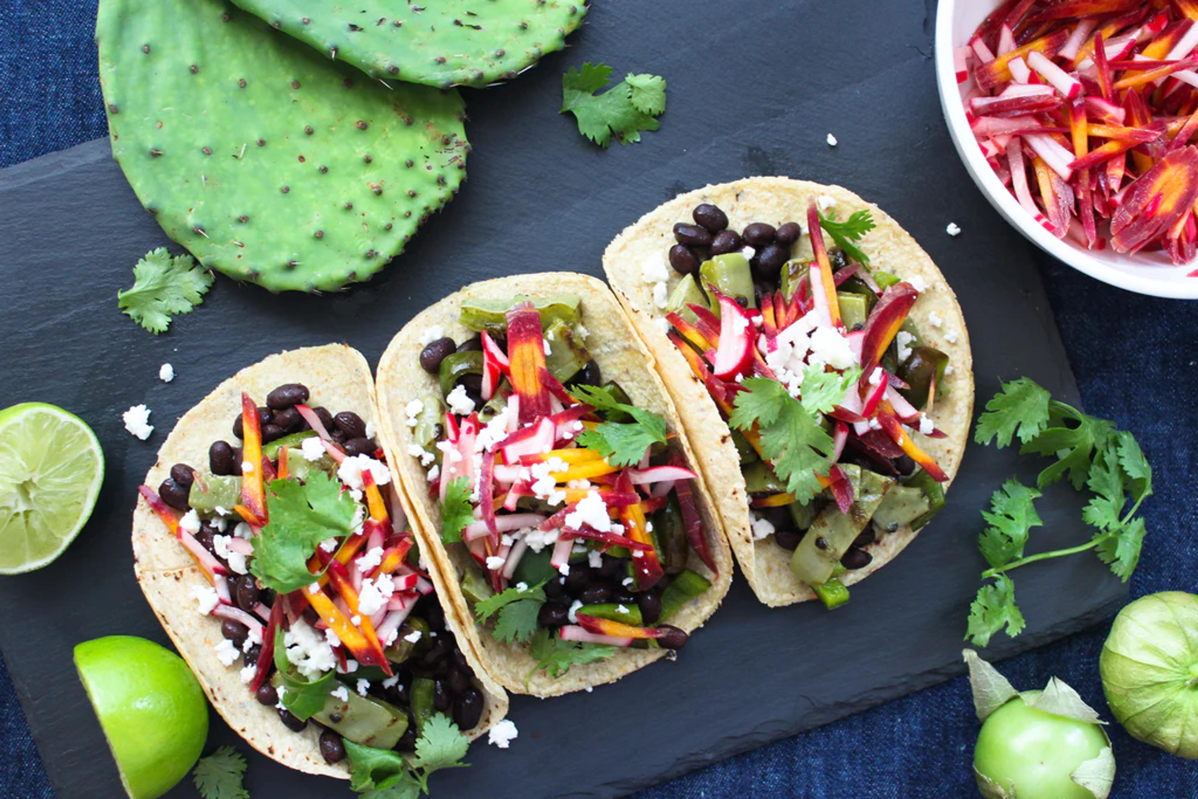 Nopale and Black Bean Tacos