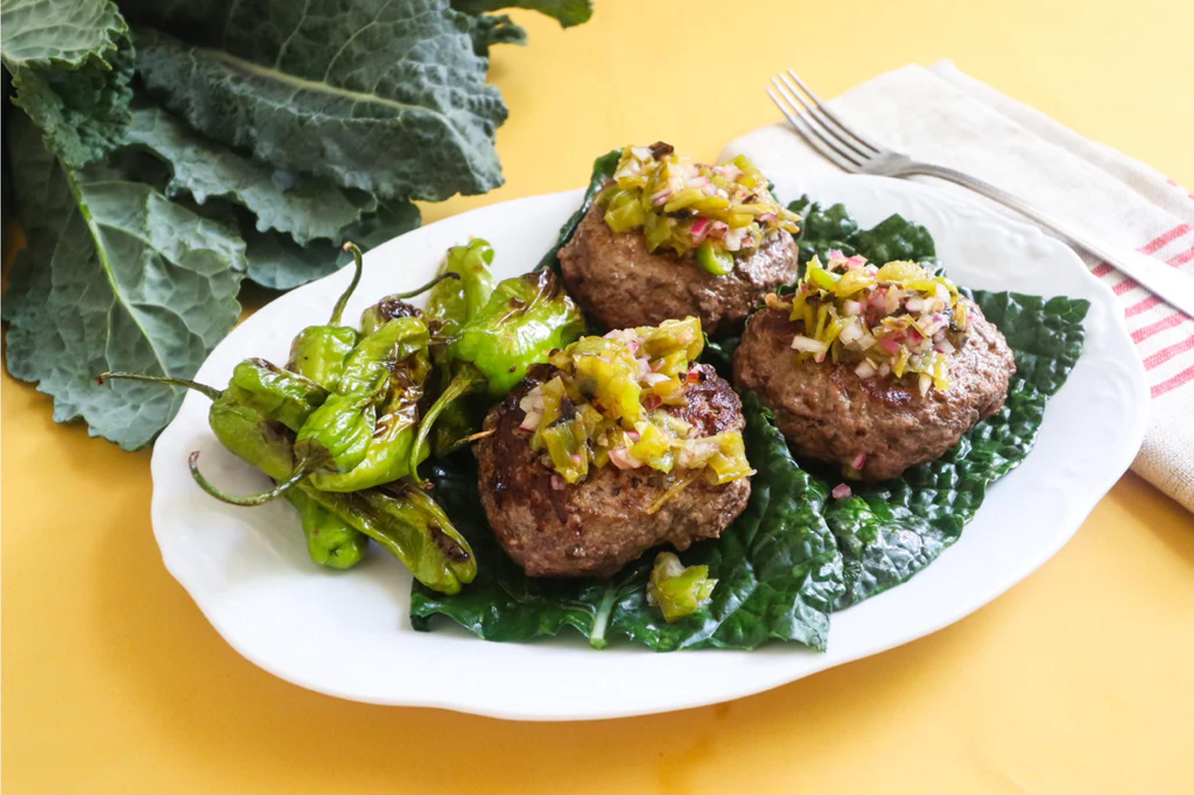 Paleo Lamb Sliders with Blistered Shishito Relish