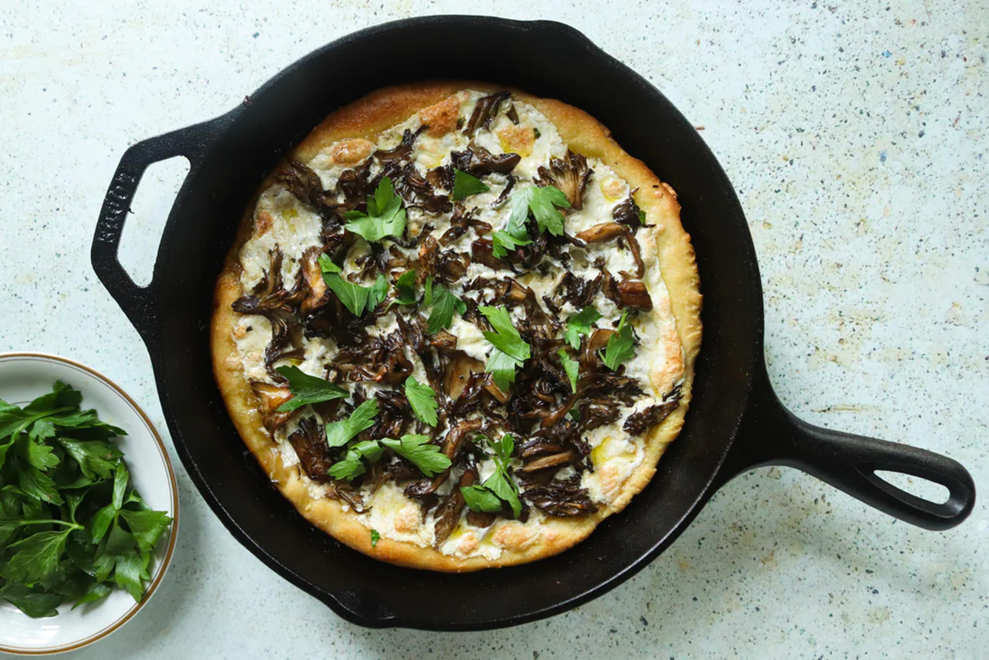 Oyster Mushroom Skillet Pizza