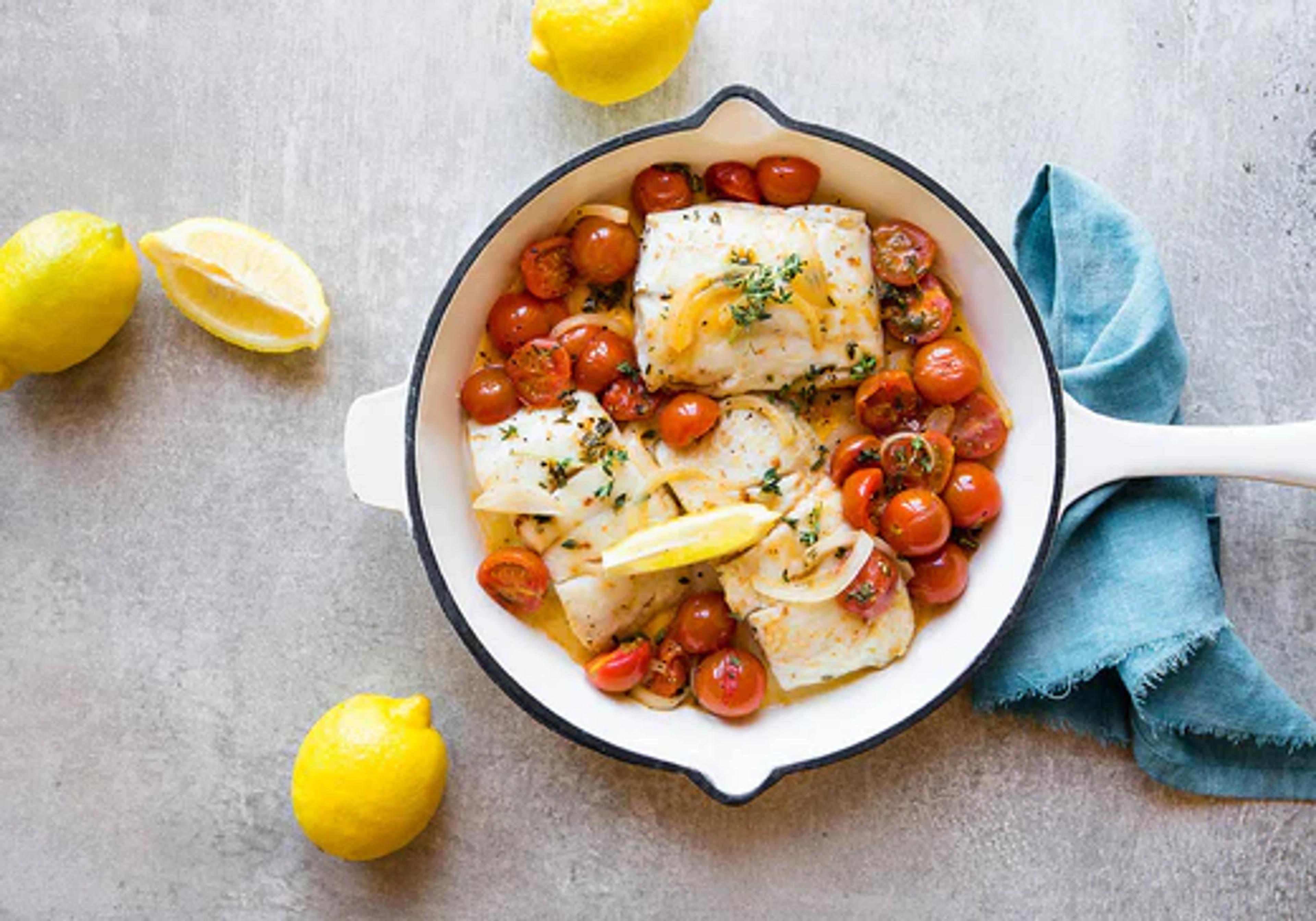 Cod with Blistered Cherry Tomatoes