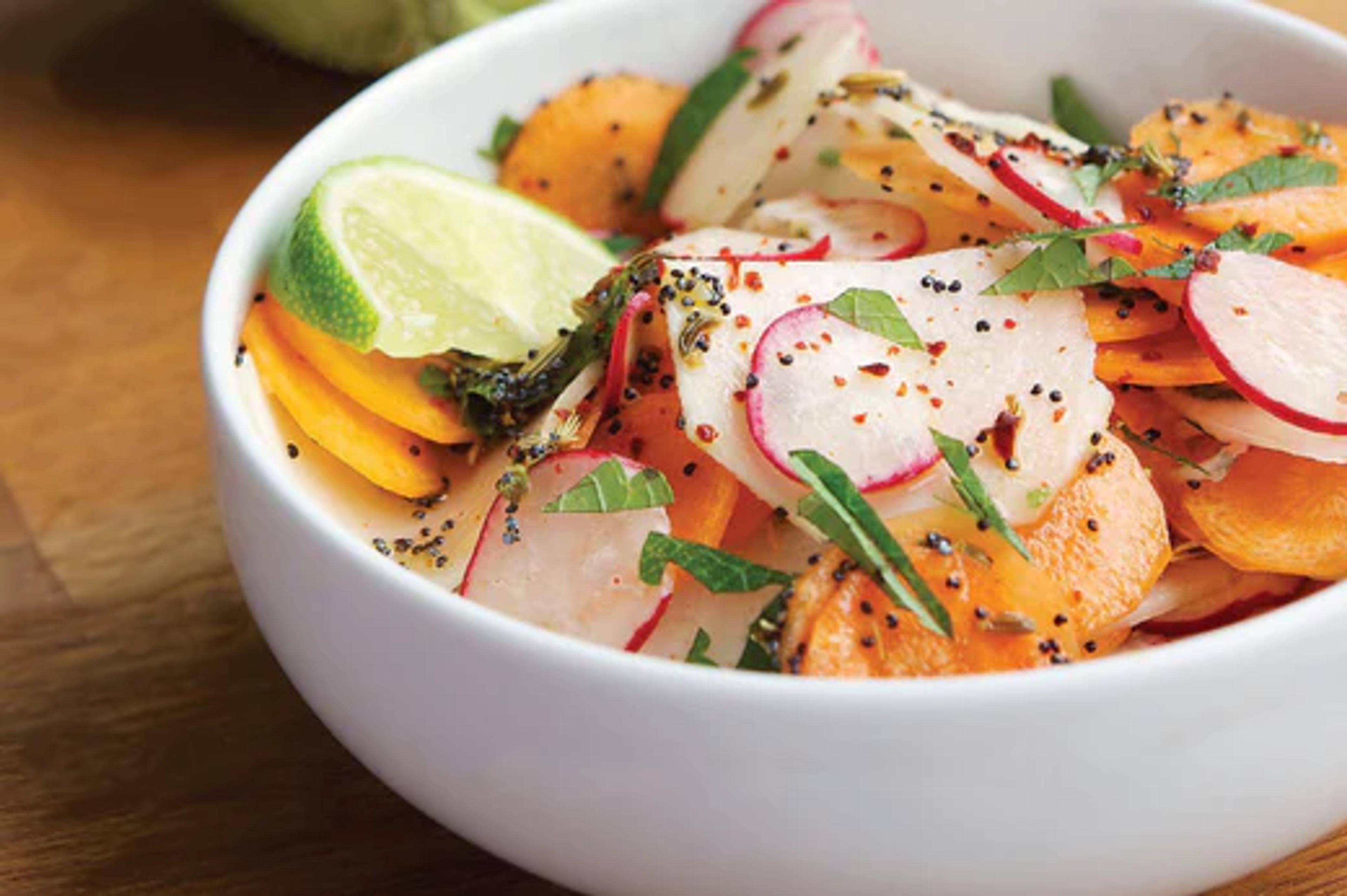 Crunchy Kohlrabi Carrot and Radish Salad