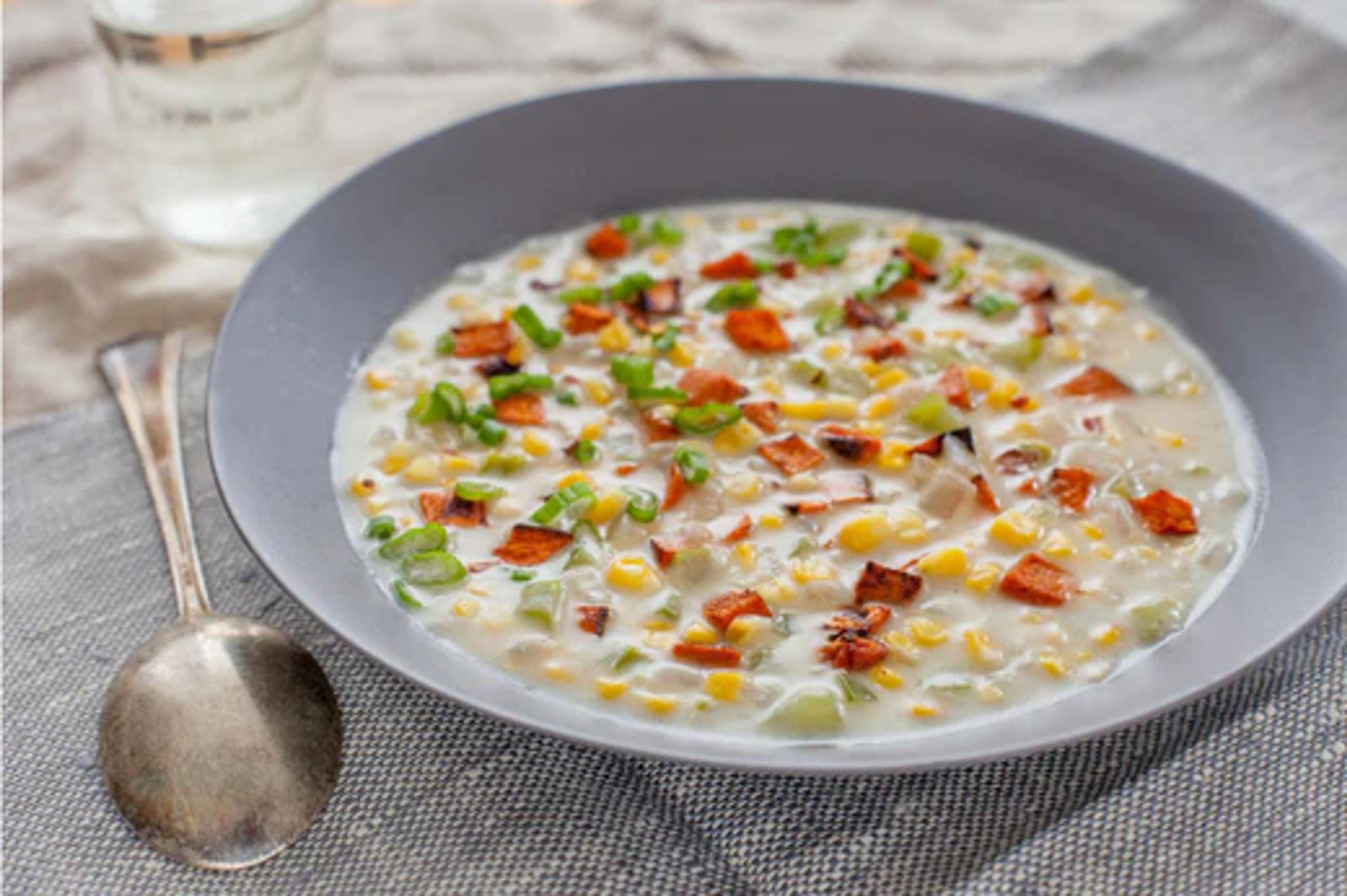 Corn Chowder with Roasted Sweet Potato