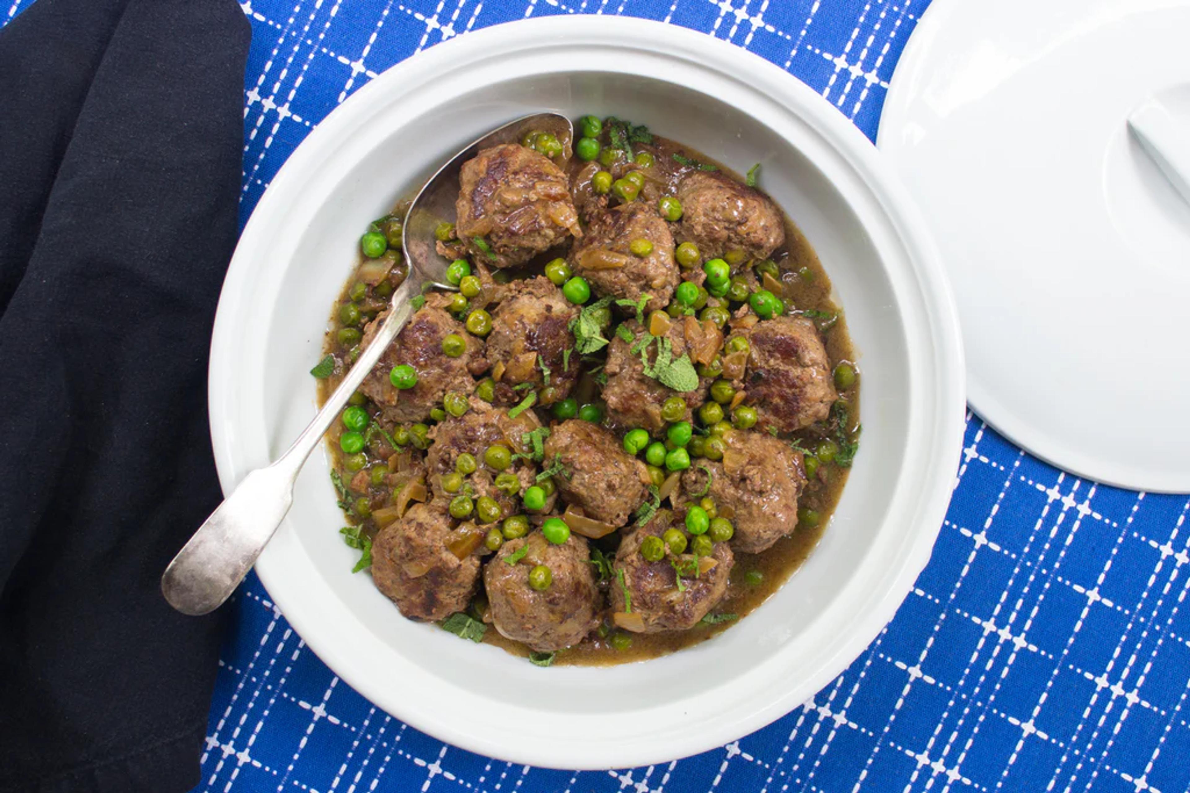 Lamb Meatballs with Creamy Peas