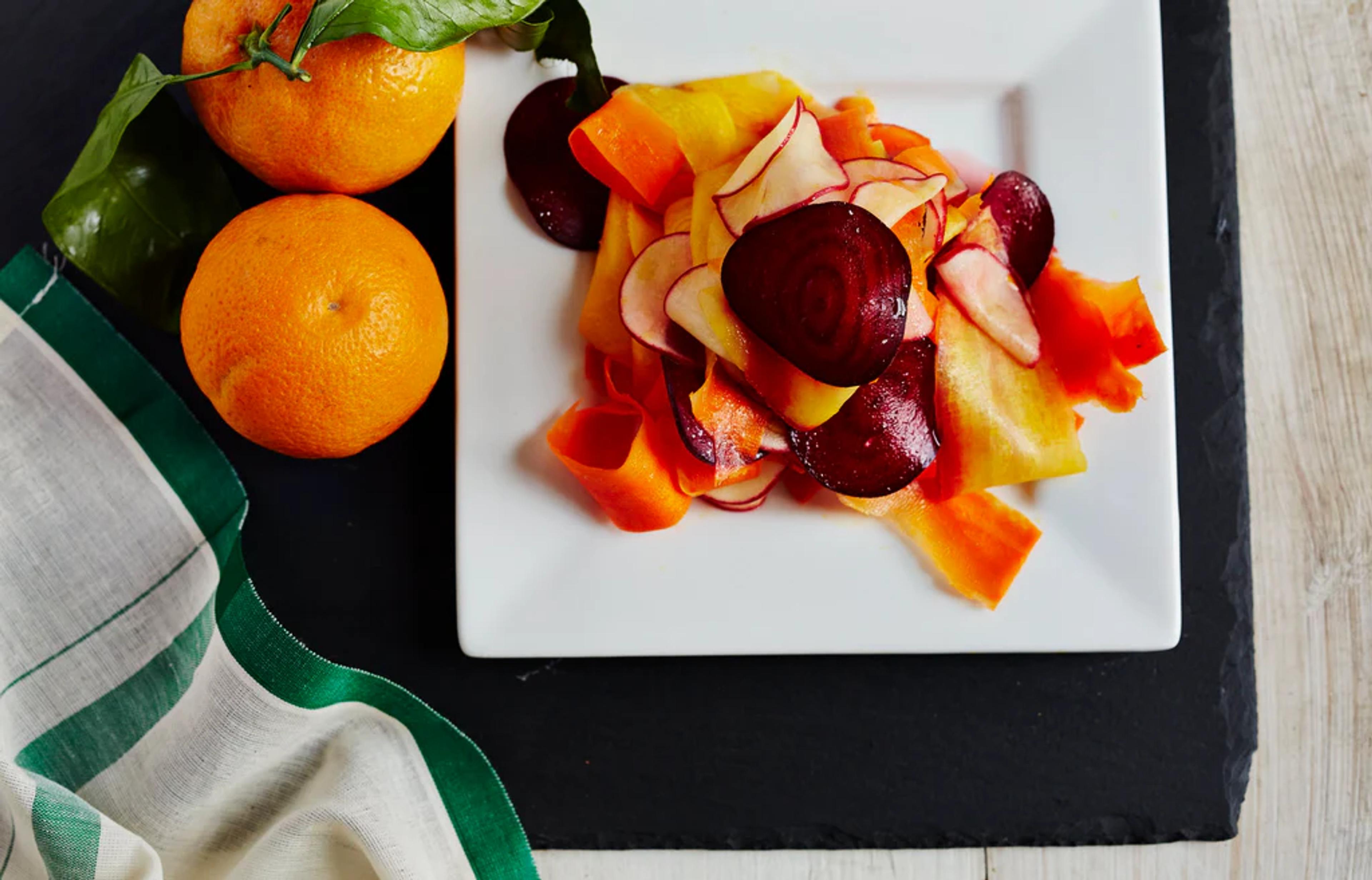 Rainbow Roots Salad with Mandarin Dressing