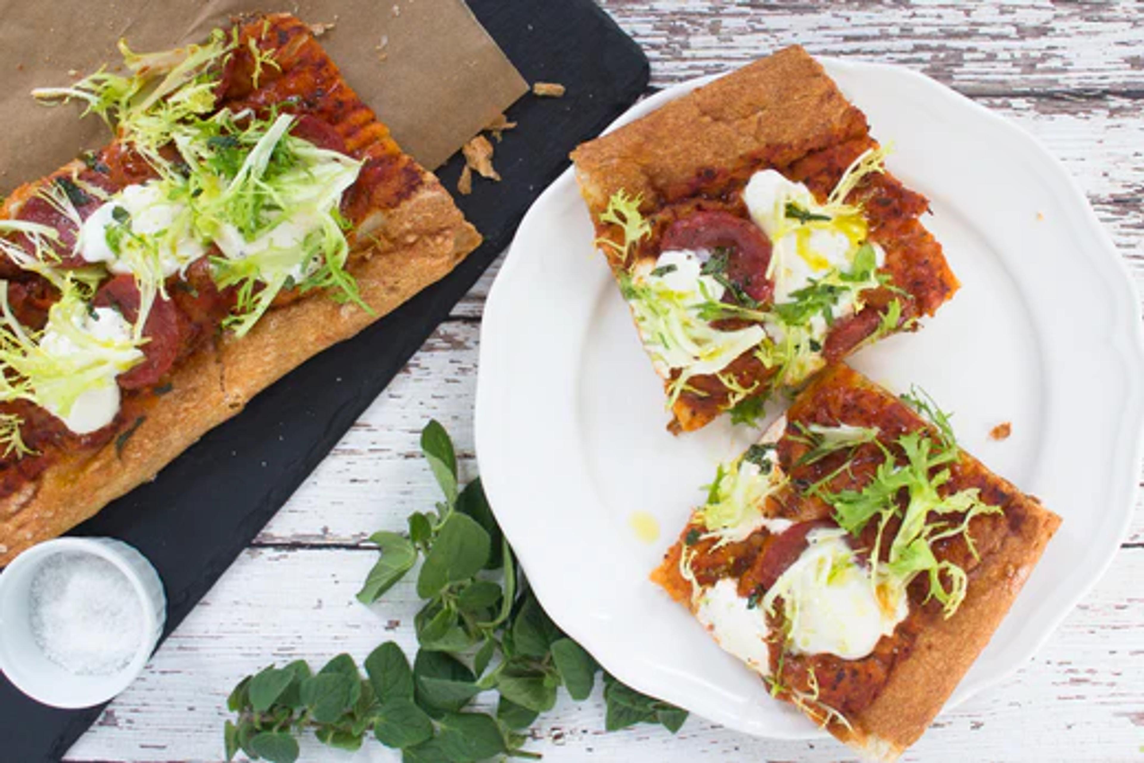 Frisée and Burrata Flatbread Pizza