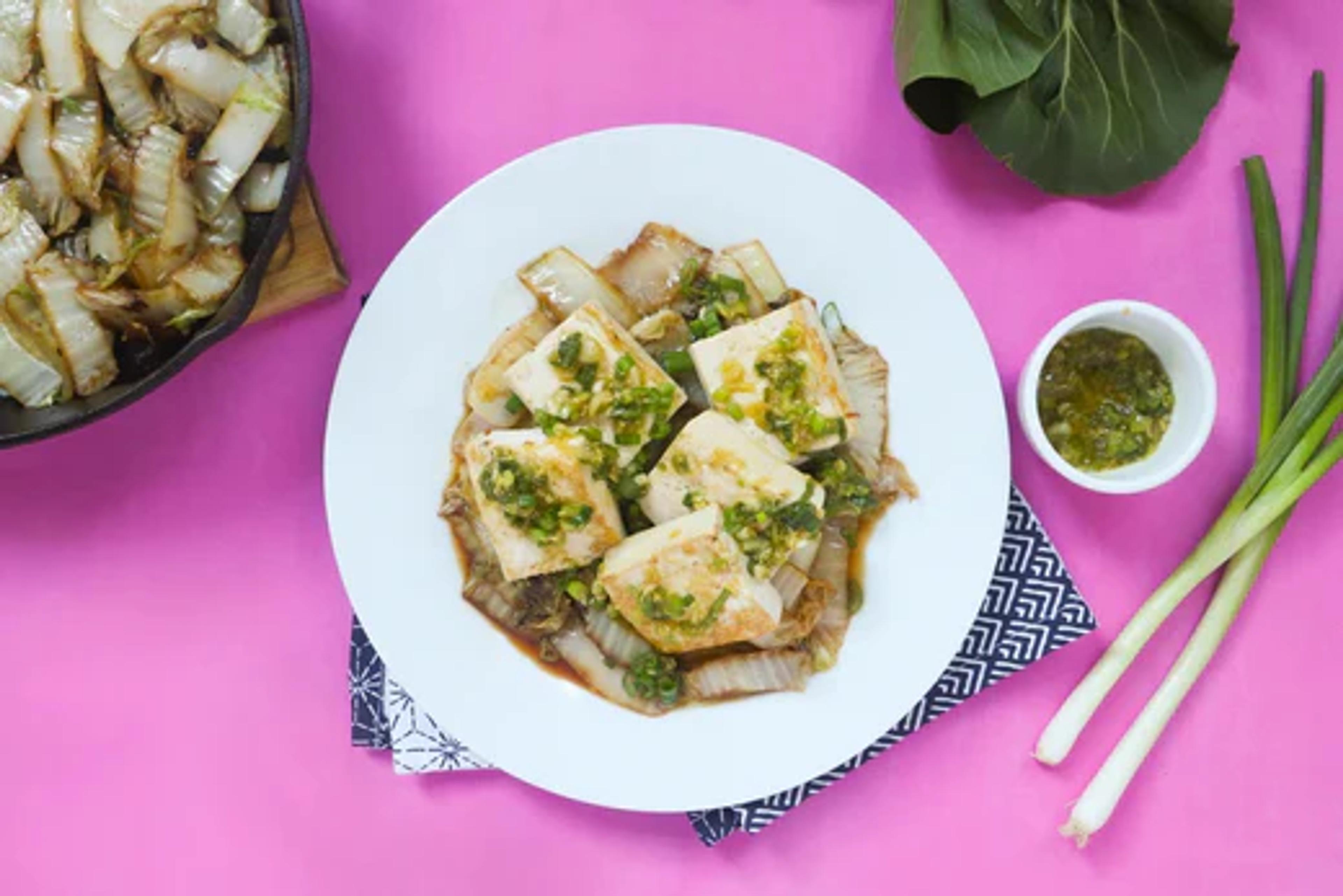 Ginger Scallion Tofu with Bok Choy