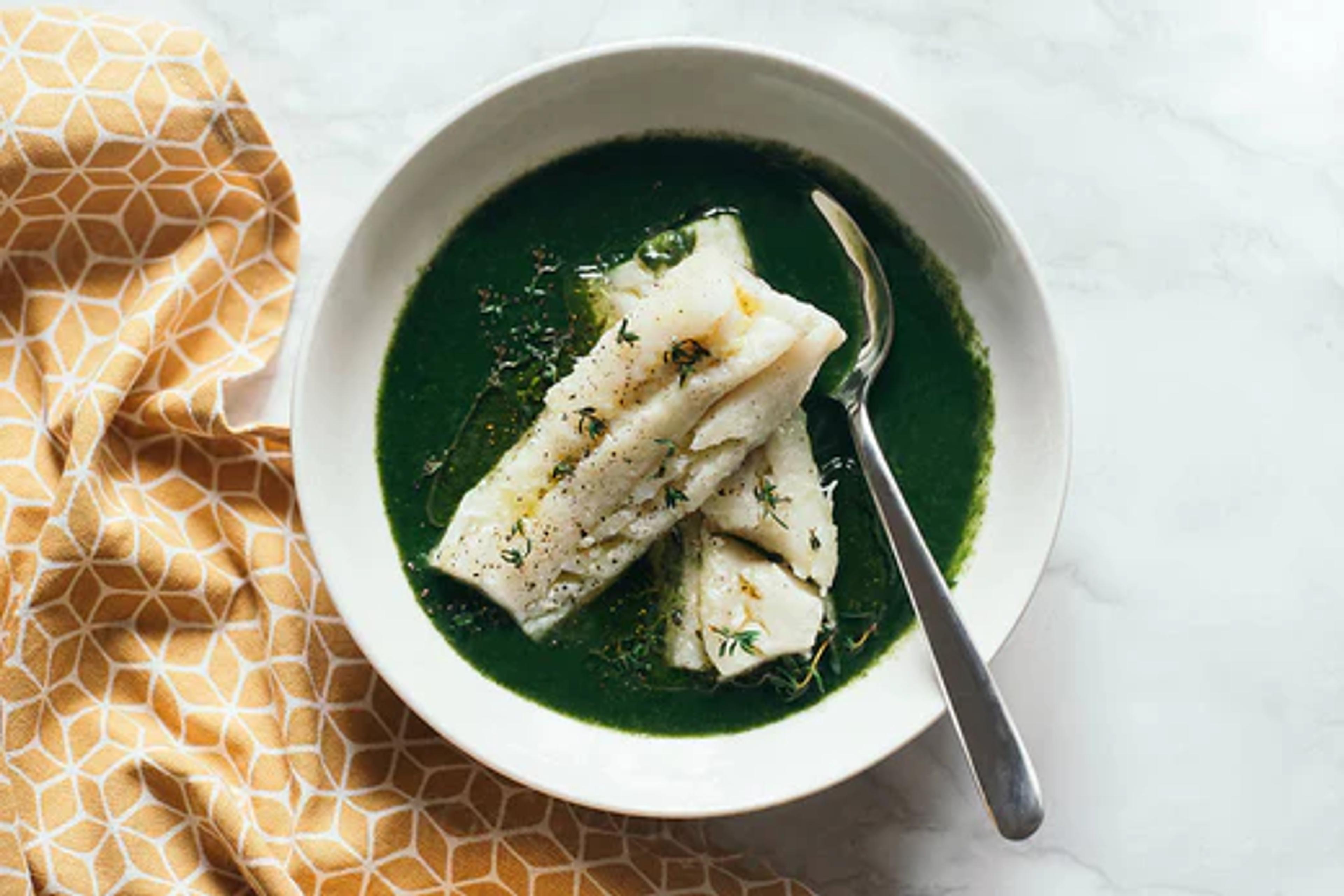 Cod with Tomatillo Green Sauce